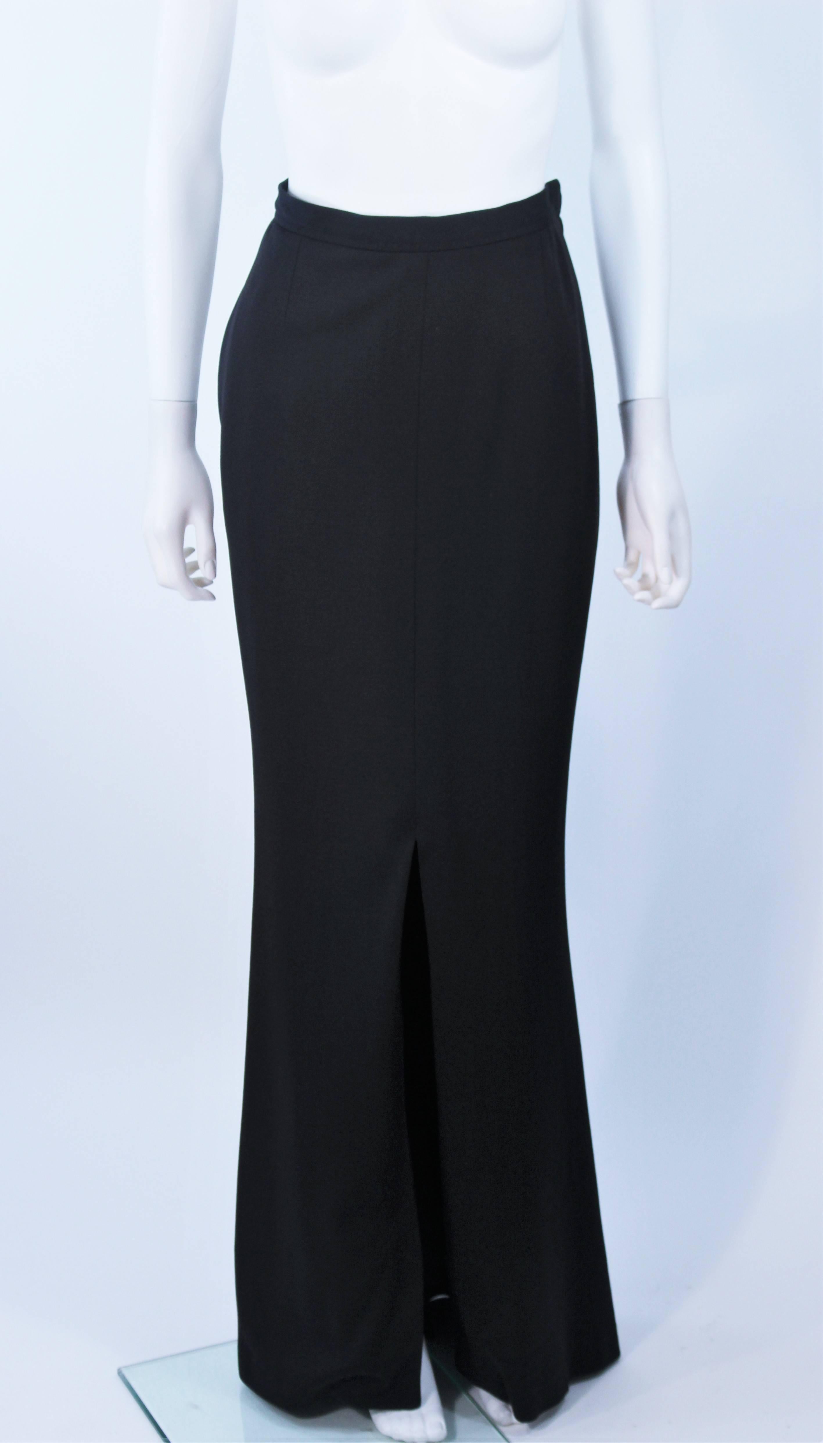 Women's YVES SAINT LAURENT Black Full Length Mermaid Flare Skirt with Slit Size 2-4