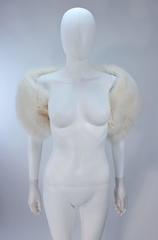 White Fox Fur Wrap with Satin Tie