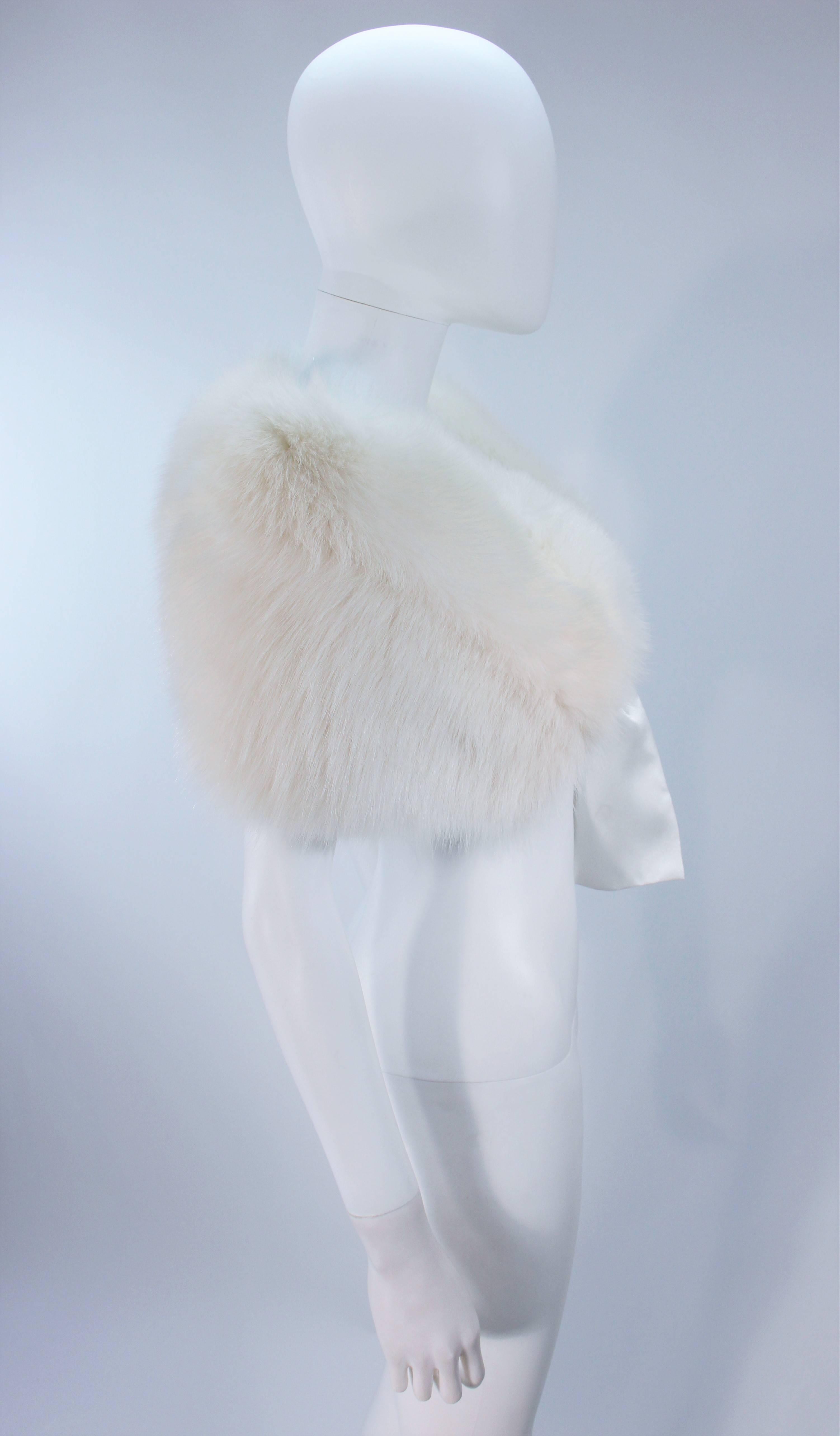 White Fox Fur Wrap with Satin Tie  In Excellent Condition In Los Angeles, CA