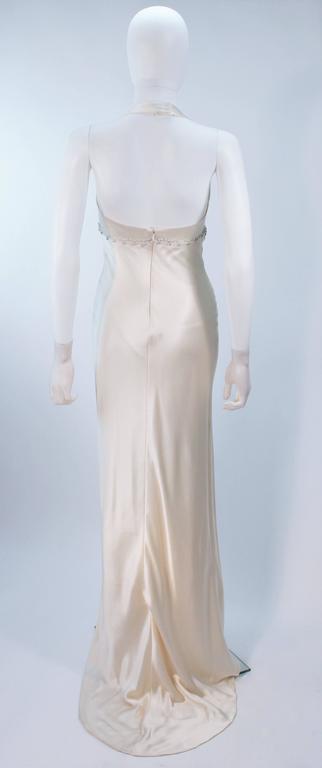 MONIQUE LHUILLIER White Silk Wedding Gown with Halter & Rhinestones Size 6-8 For Sale 3