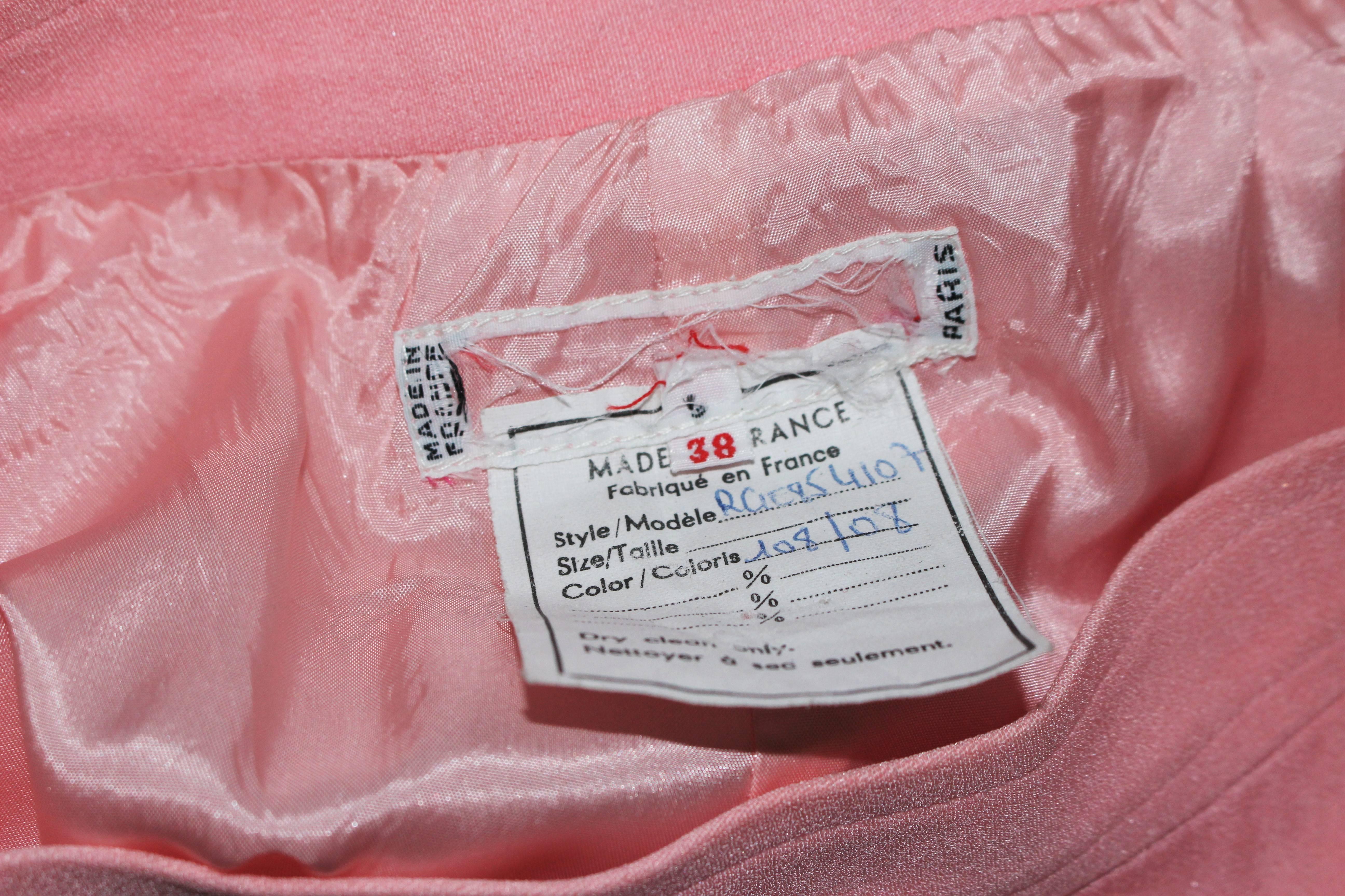 YVES SAINT LAURENT 1980's Pink Full Length Skirt Size 38 For Sale 5