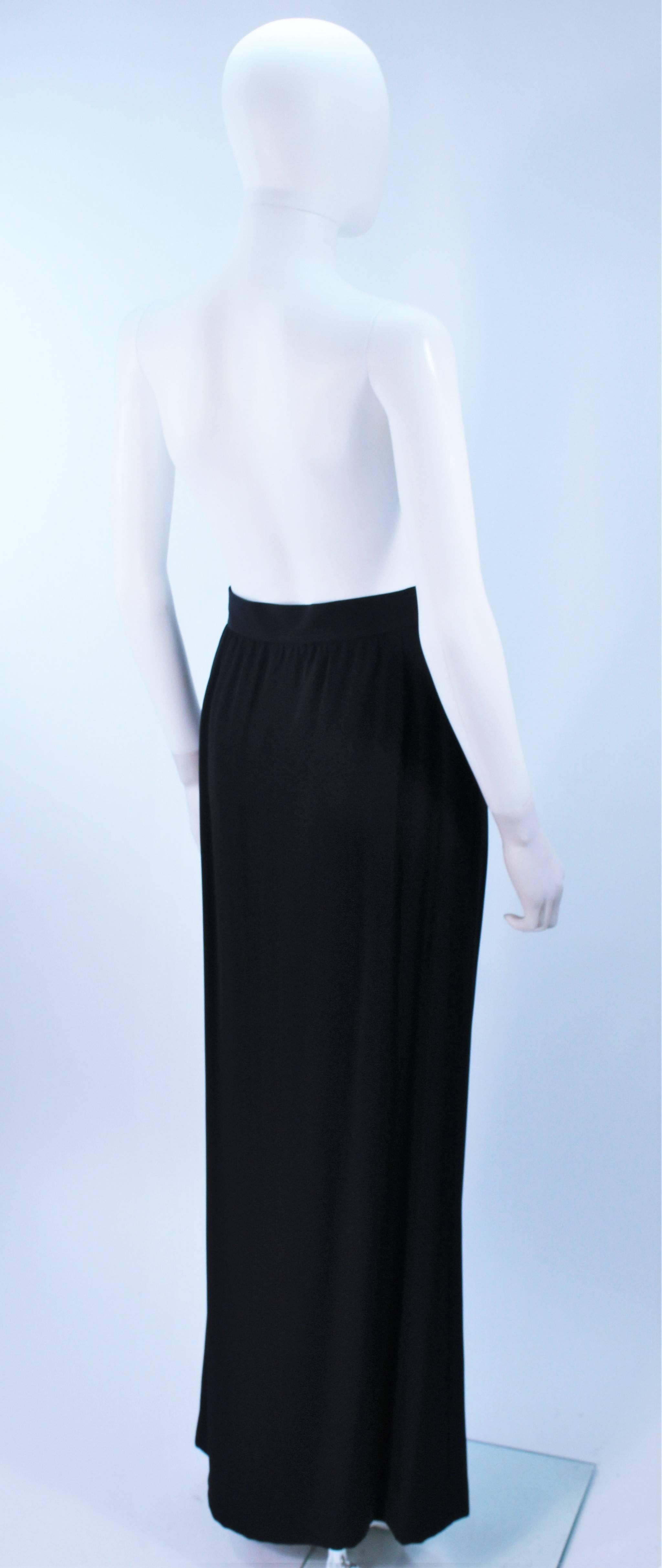 YVES SAINT LAURENT Black Full Length Skirt with Rhinestone Buttons Size 44 For Sale 1