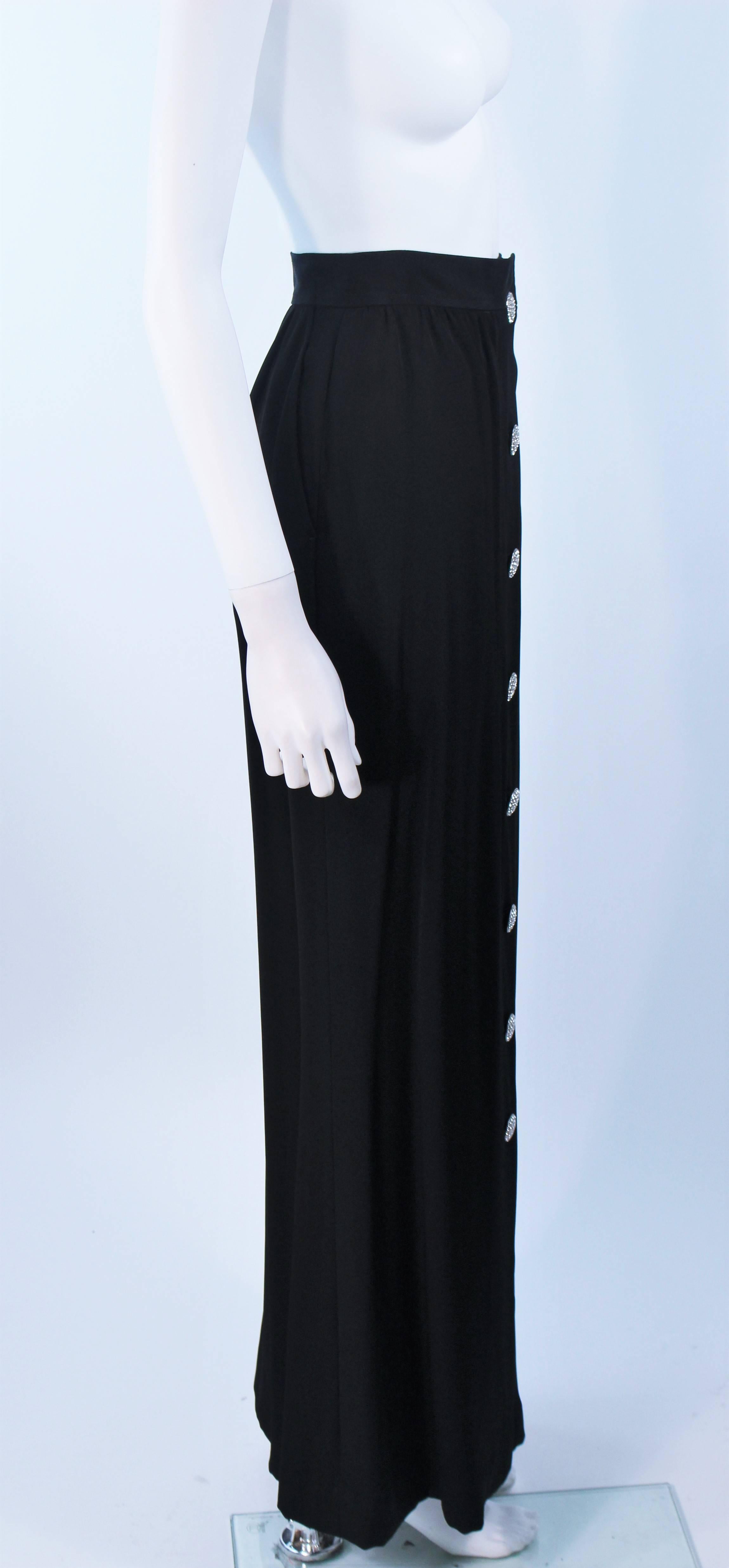 Women's YVES SAINT LAURENT Black Full Length Skirt with Rhinestone Buttons Size 44 For Sale