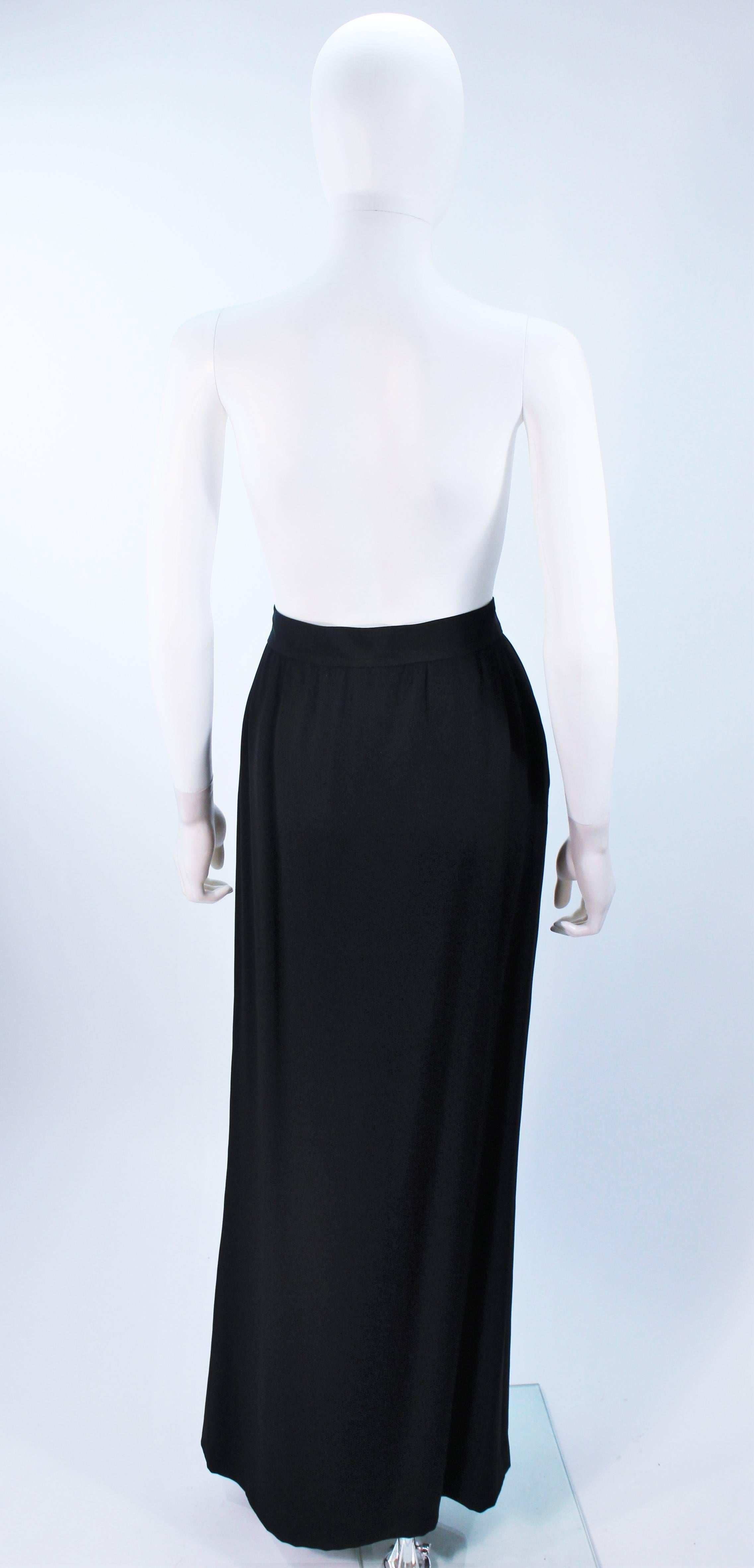 YVES SAINT LAURENT Black Full Length Skirt with Rhinestone Buttons Size 44 For Sale 2
