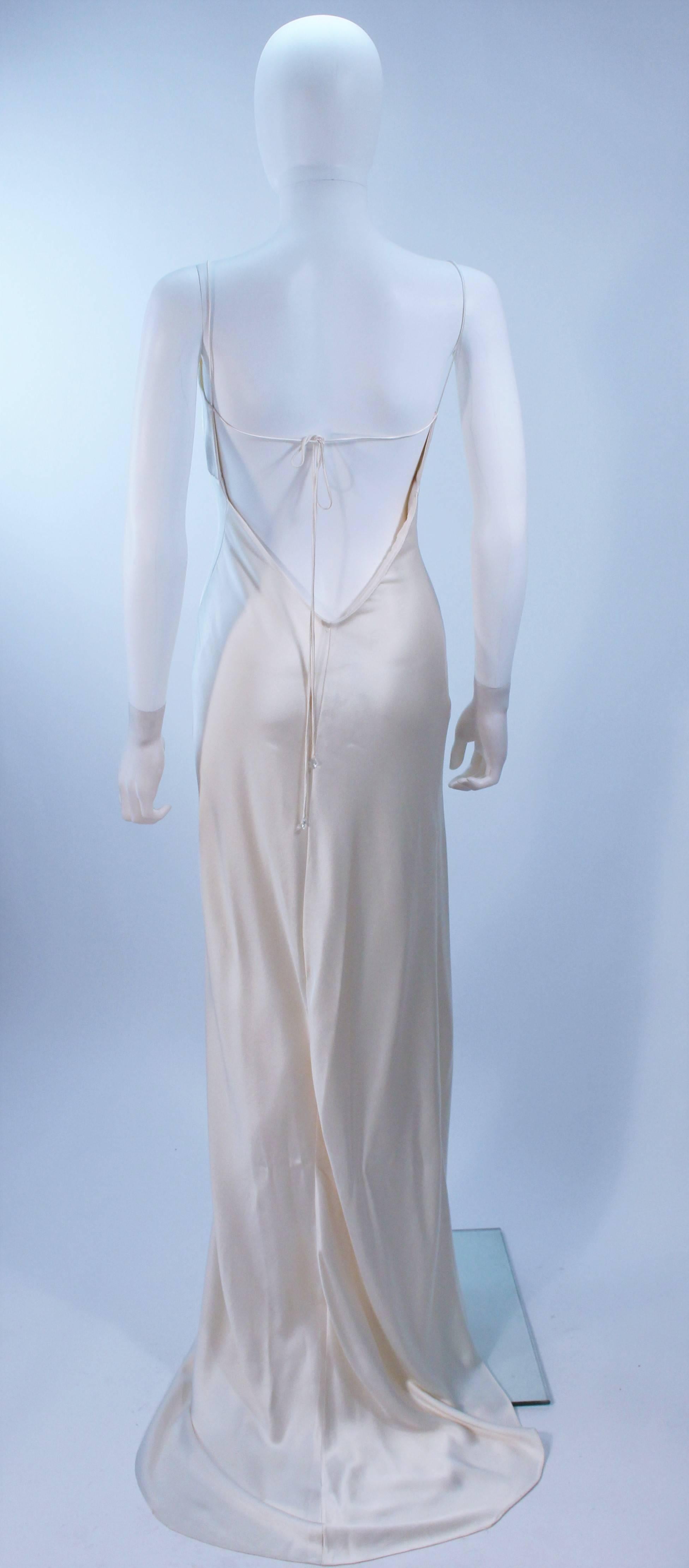 MONIQUE LHUILLIER White Silk Bias Spaghetti Strap Wedding Gown Size 8 1