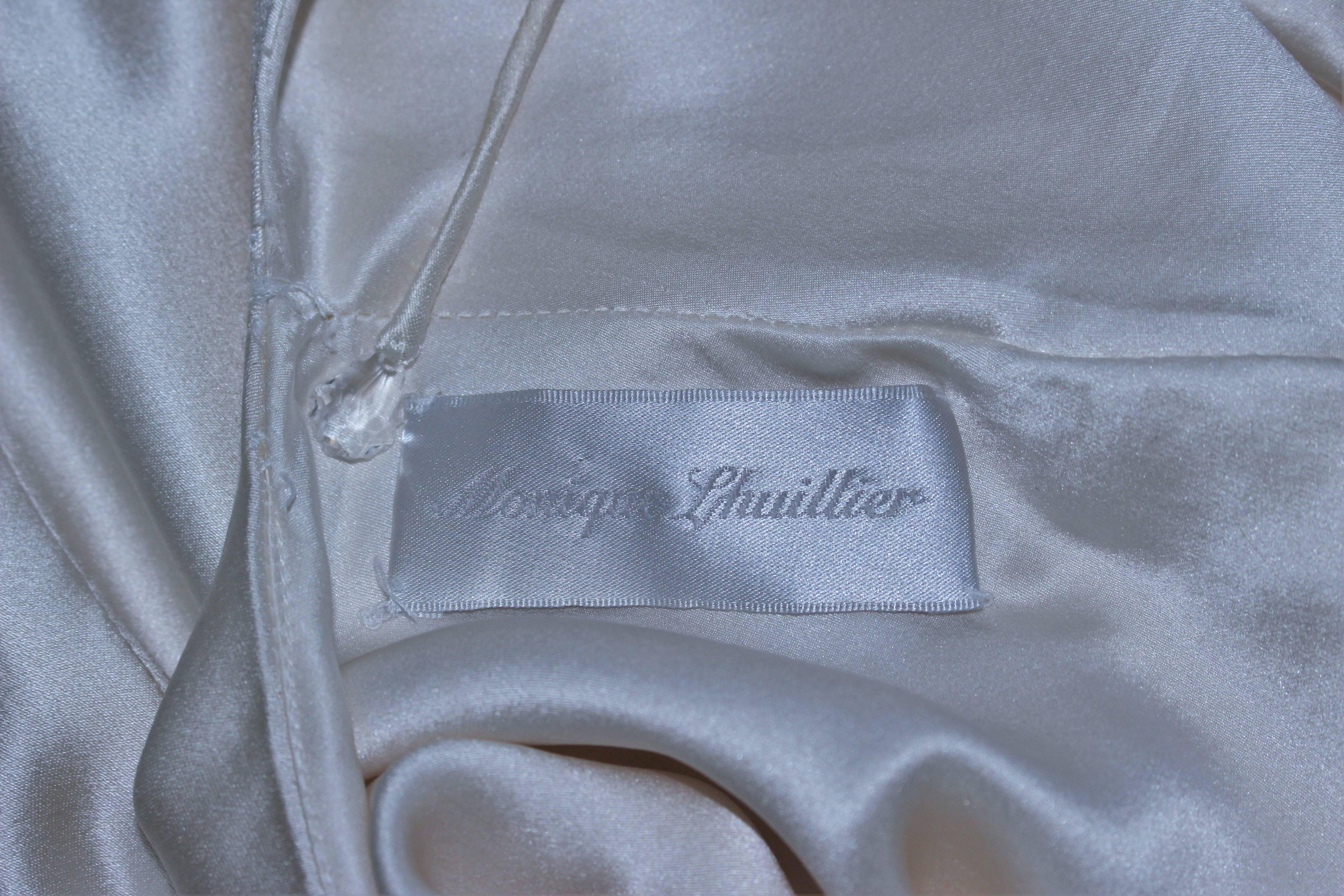MONIQUE LHUILLIER White Silk Bias Spaghetti Strap Wedding Gown Size 8 2