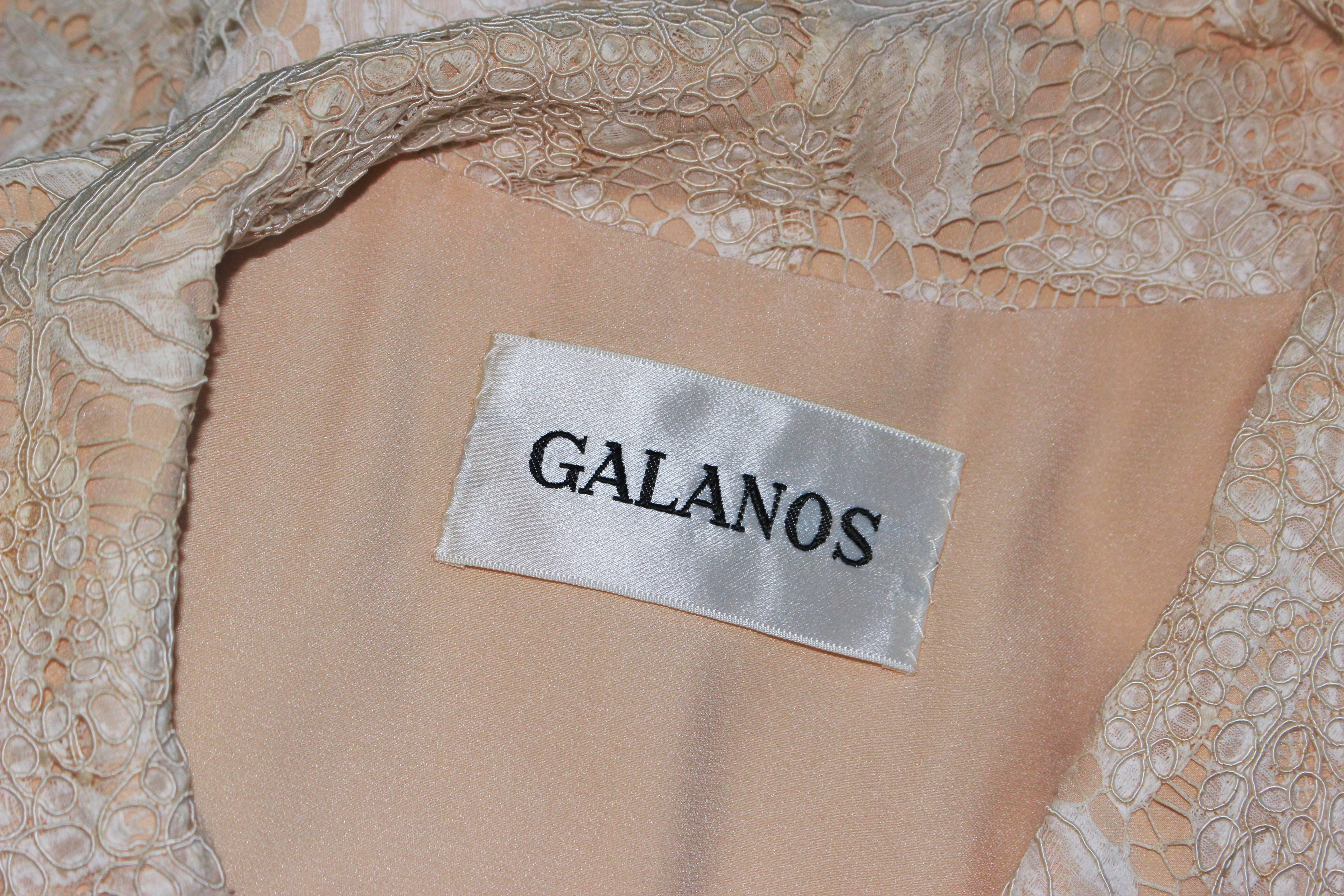 GALANOS Antique Cream Floral Lace Jacket Size 6-8 For Sale 2