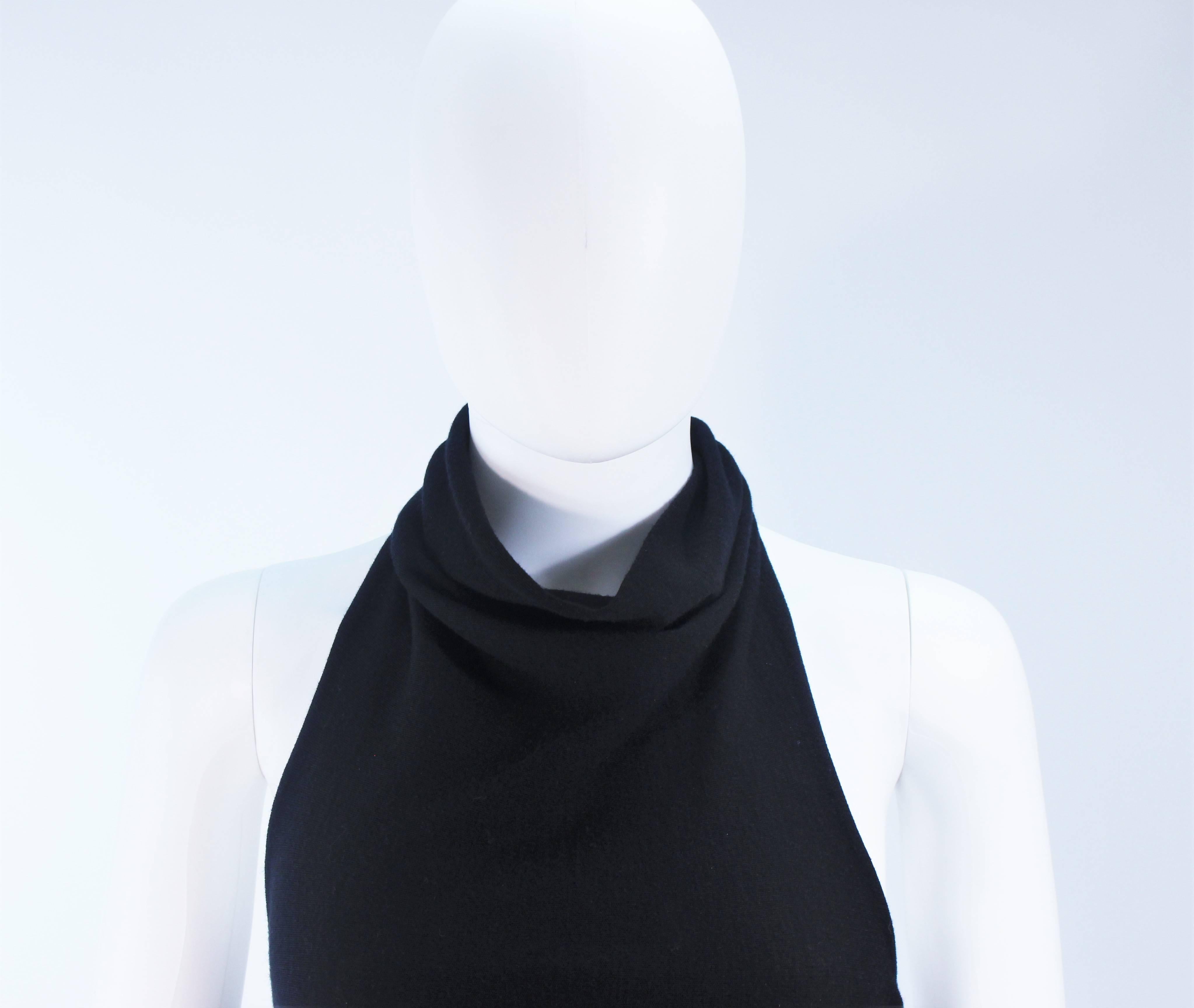 Women's JEAN PATOU Black Wool Full Length Draped Neck Halter Dress Size 10 For Sale
