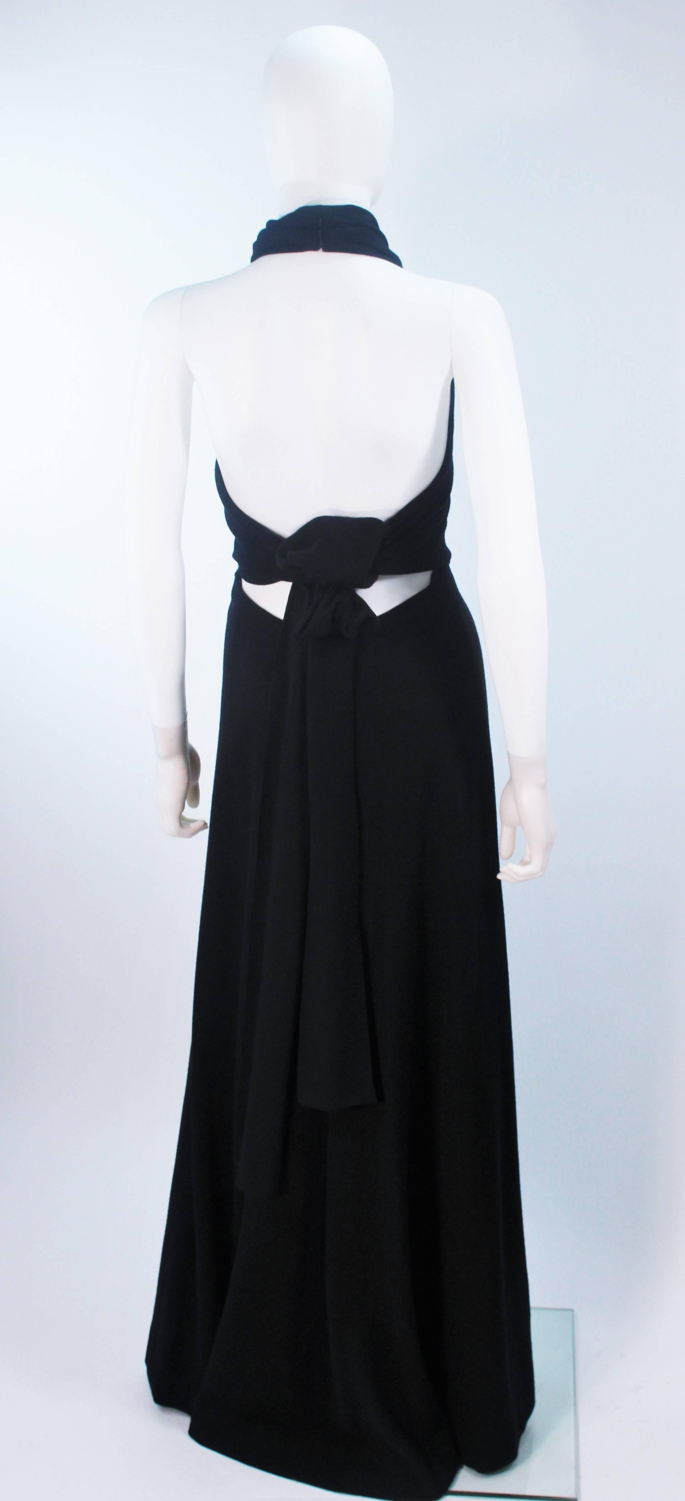 JEAN PATOU Black Wool Full Length Draped Neck Halter Dress Size 10 For Sale 4