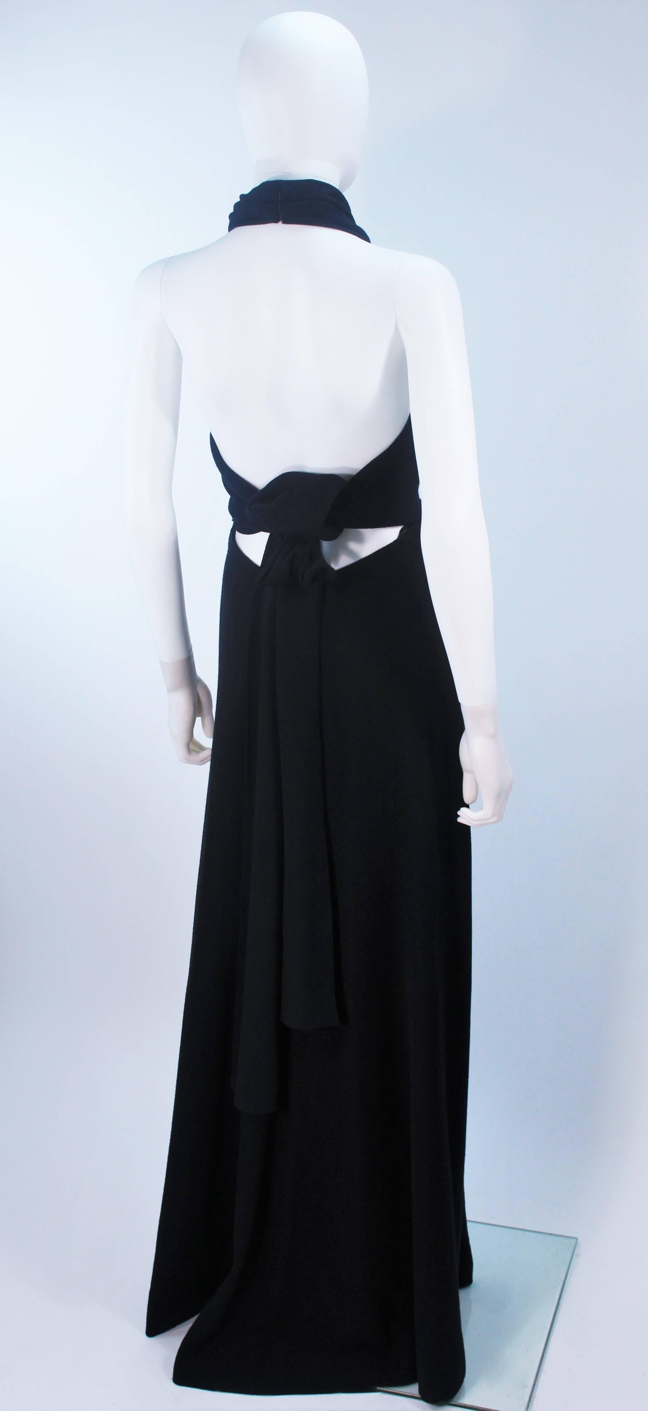 JEAN PATOU Black Wool Full Length Draped Neck Halter Dress Size 10 For Sale 3