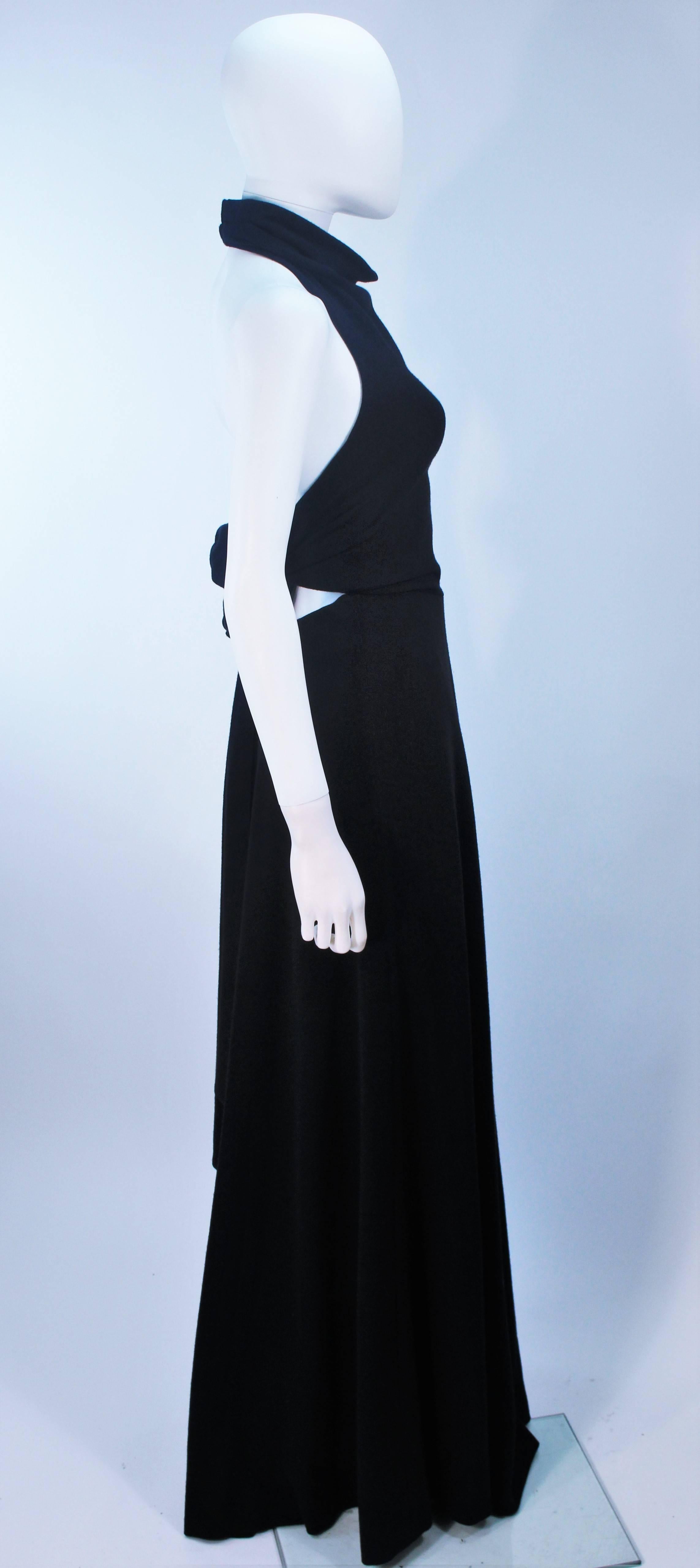 JEAN PATOU Black Wool Full Length Draped Neck Halter Dress Size 10 For Sale 2