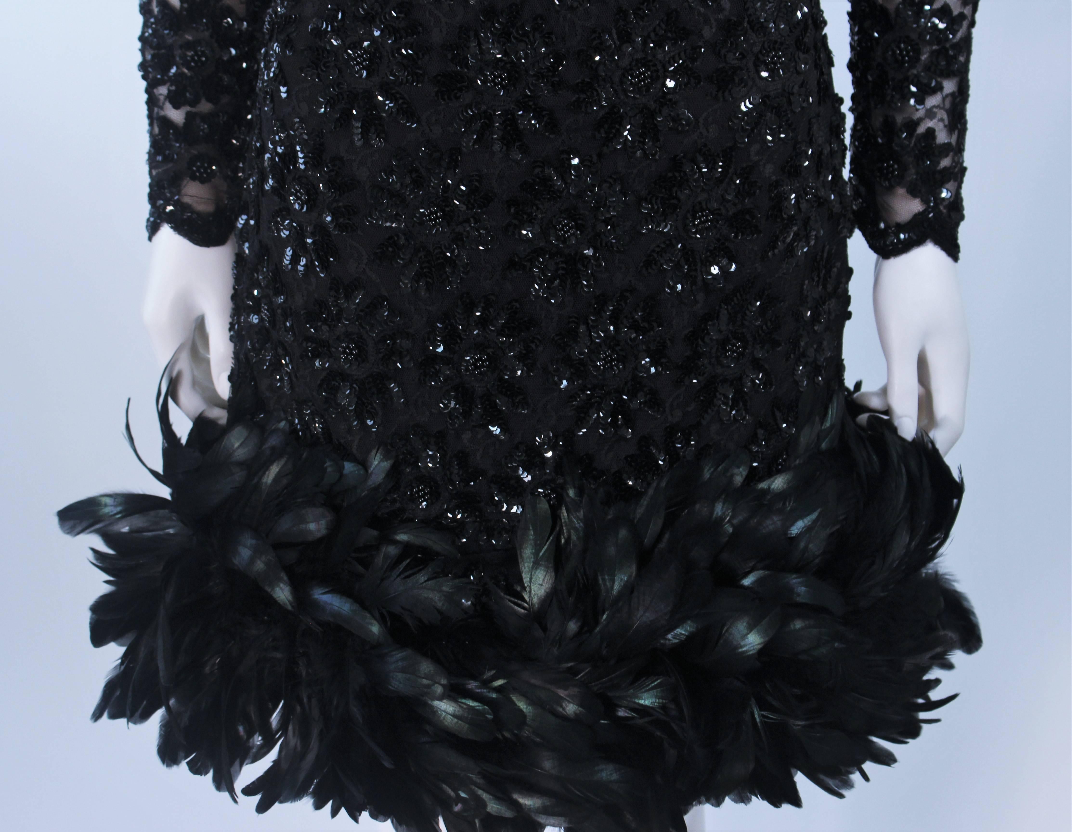 black formal dress feathers