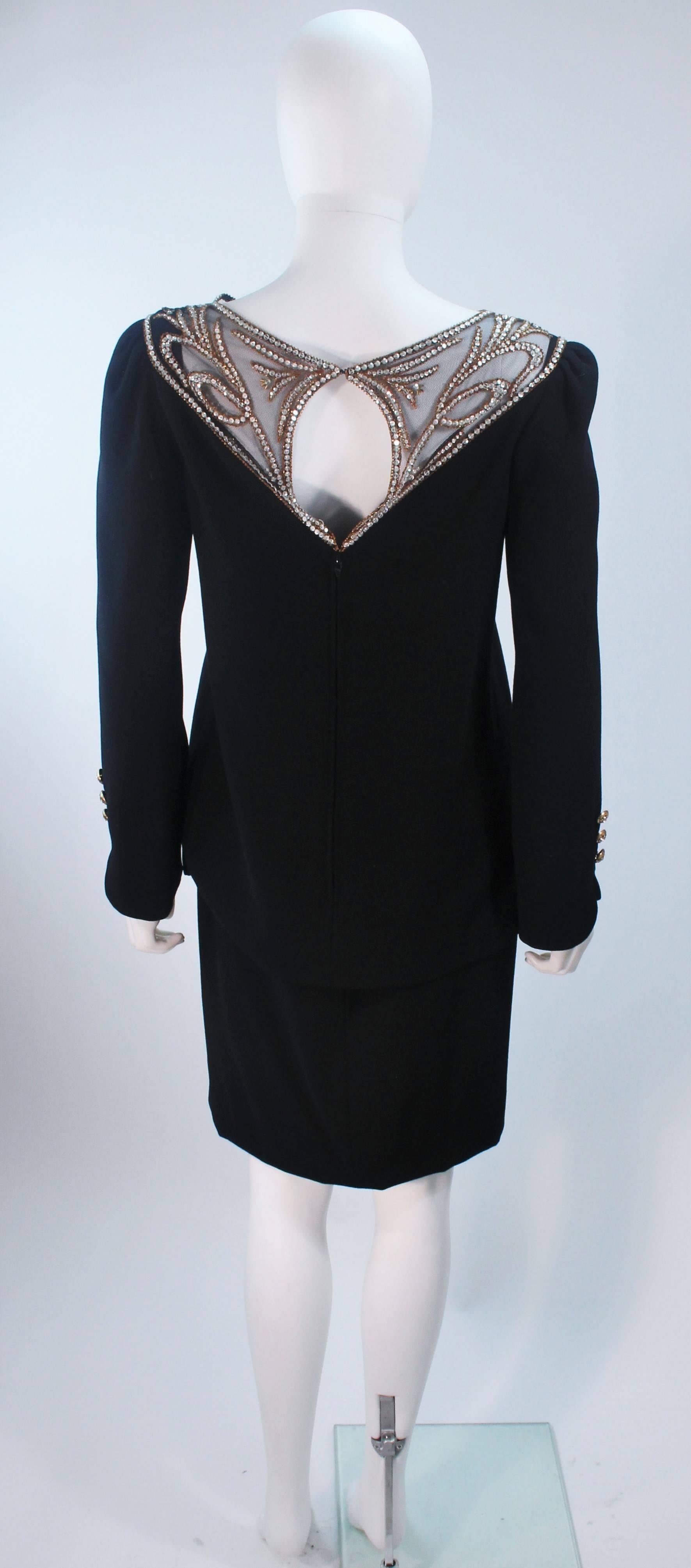 BOB MACKIE Ensemble de tailleur jupe noire avec détails transparents ornés Taille 4-6 en vente 2