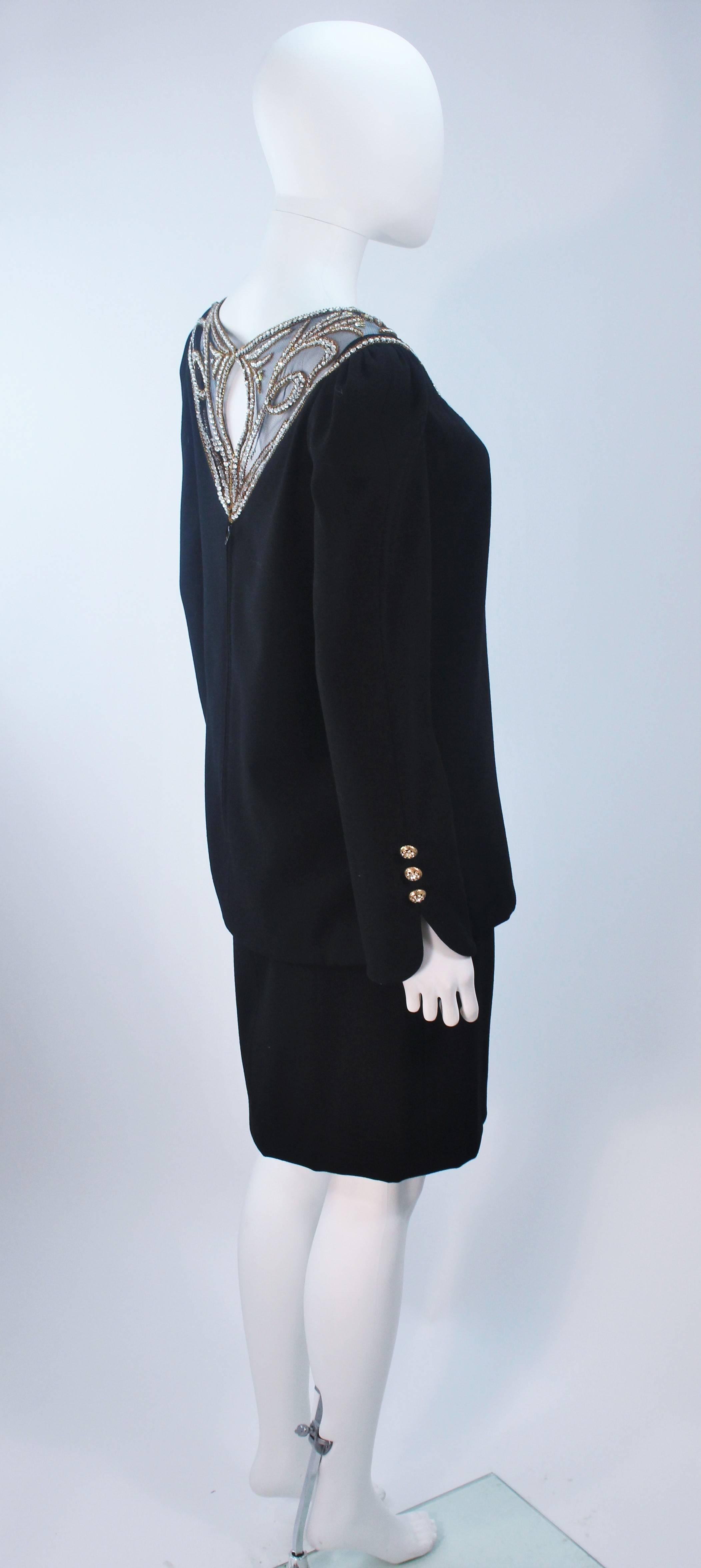 BOB MACKIE Ensemble de tailleur jupe noire avec détails transparents ornés Taille 4-6 en vente 1