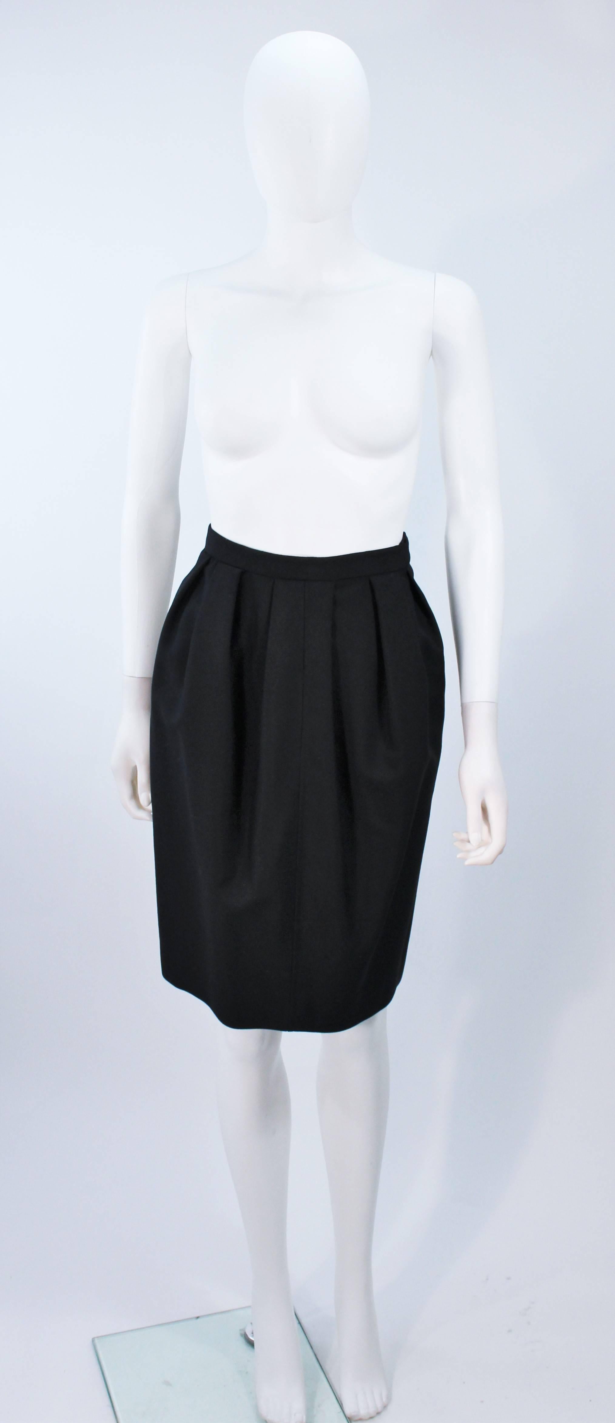 YVES SAINT LAURENT Black Wool Skirt Suit with Satin Trim Size 36 For Sale 2