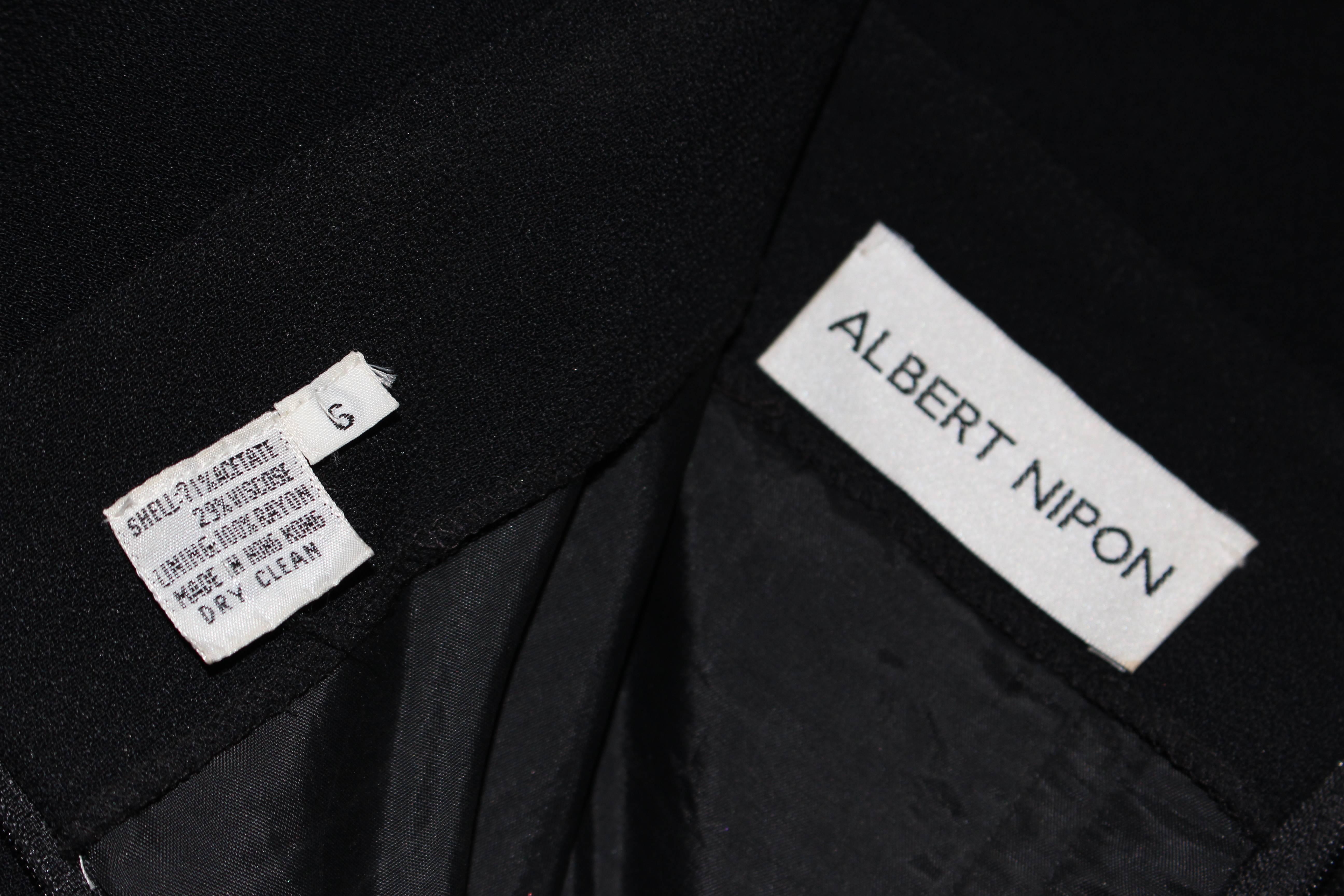 ALBERT NIPON Black Gown with Peplum and Draped Rose Size 6 4