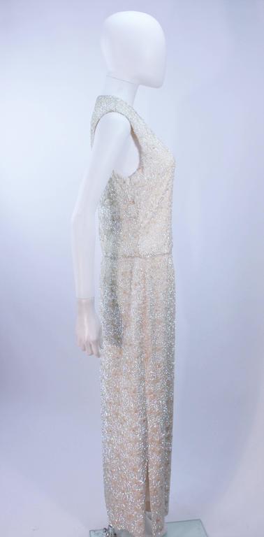 JEWELS Vintage 1950's Iridescent Beaded Gown Wedding Size 8-12 For Sale 1