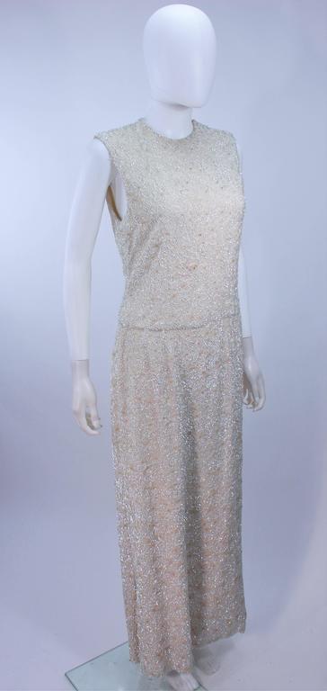Women's JEWELS Vintage 1950's Iridescent Beaded Gown Wedding Size 8-12 For Sale