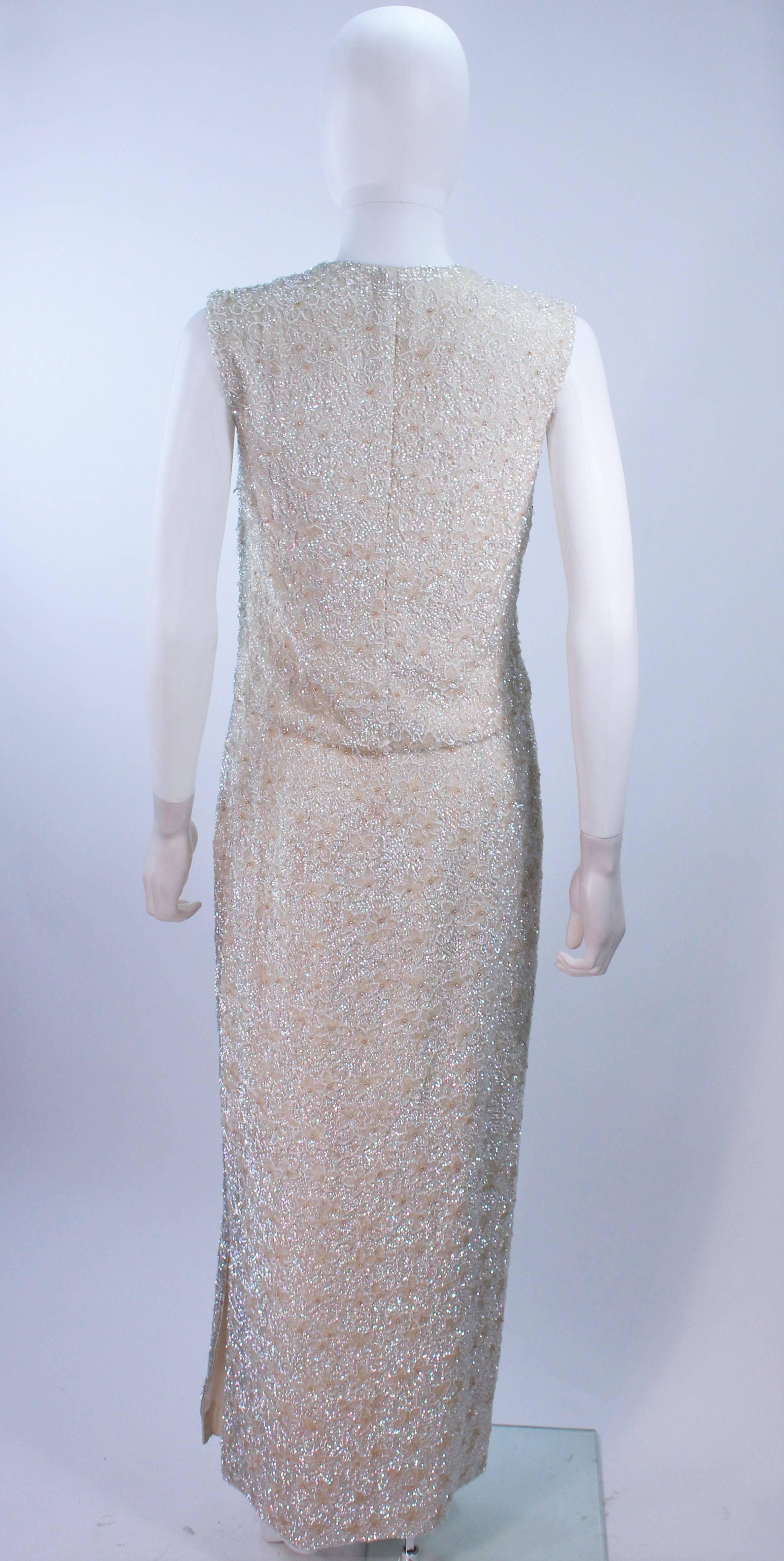 Women's JEWELS Vintage 1950's Iridescent Beaded Gown Wedding Size 8-12 For Sale