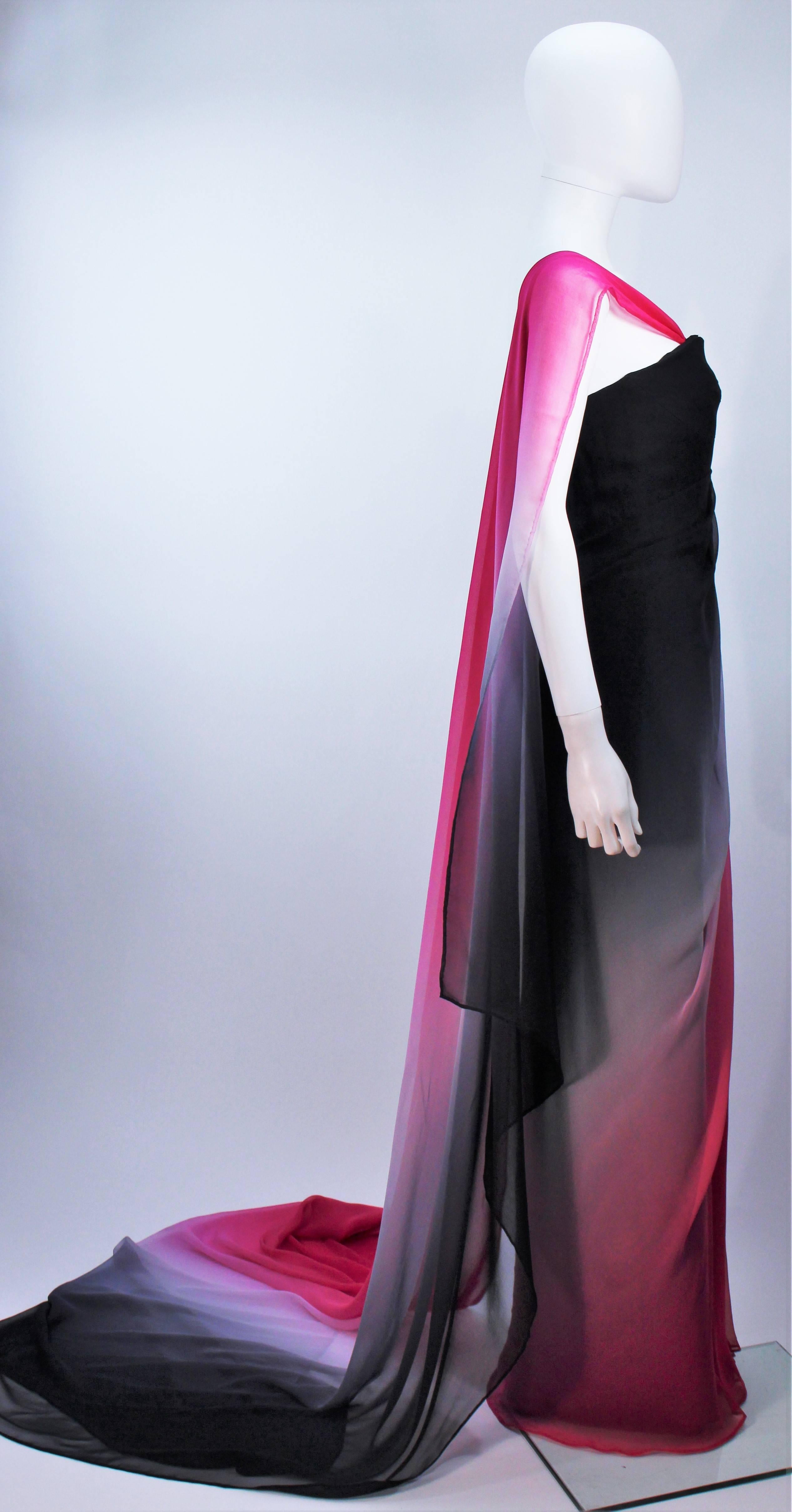 ELIZABETH MASON COUTURE Robe drapée noire et rose Ombre sur commande Pour femmes en vente