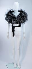 ELIZABETH MASON COUTURE Made to Order Silk "Black & White Feather" Wrap