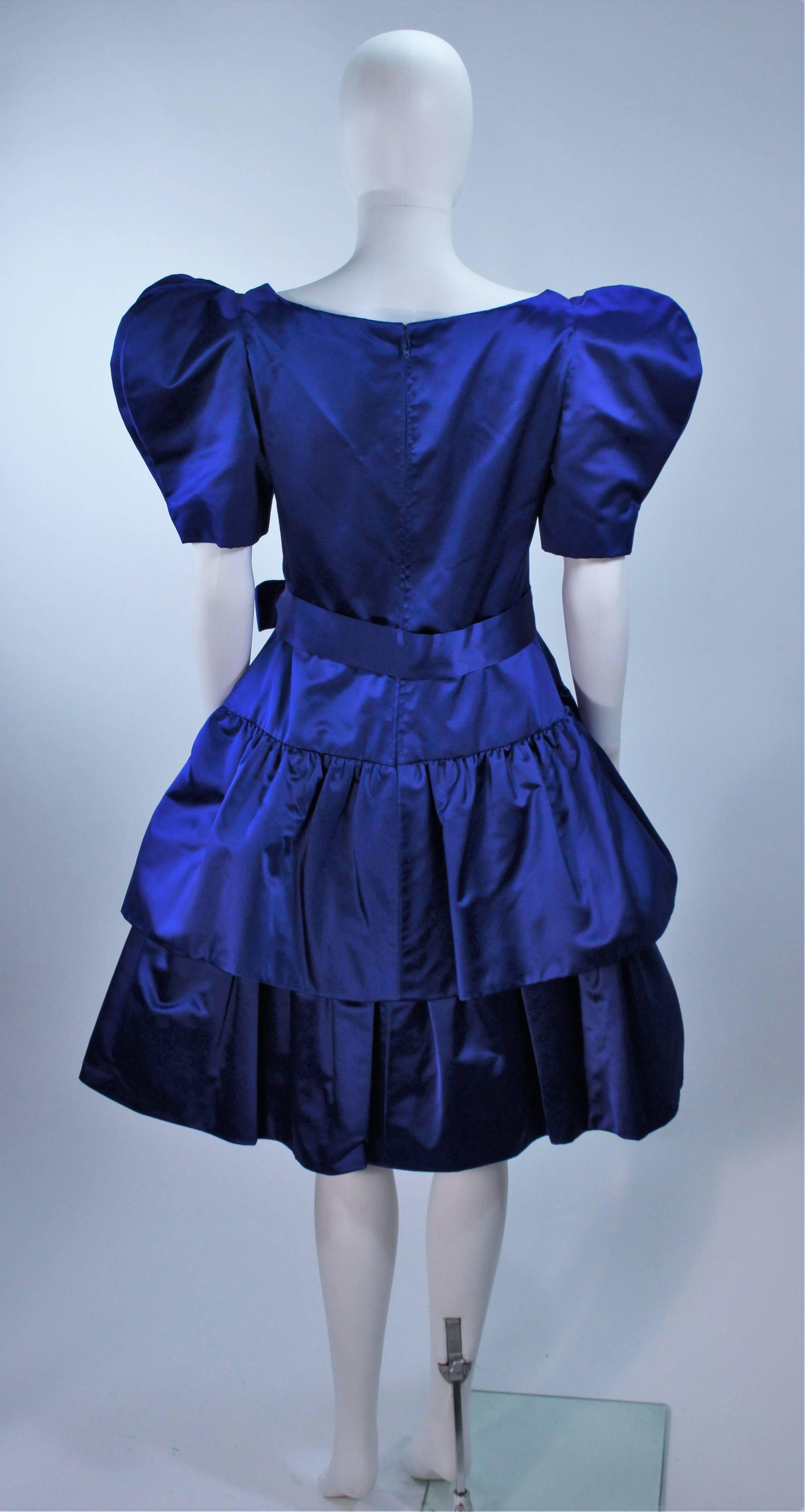 ARNOLD SCAASI Blue Satin Cocktail Dress with Bow Size 8 For Sale 3