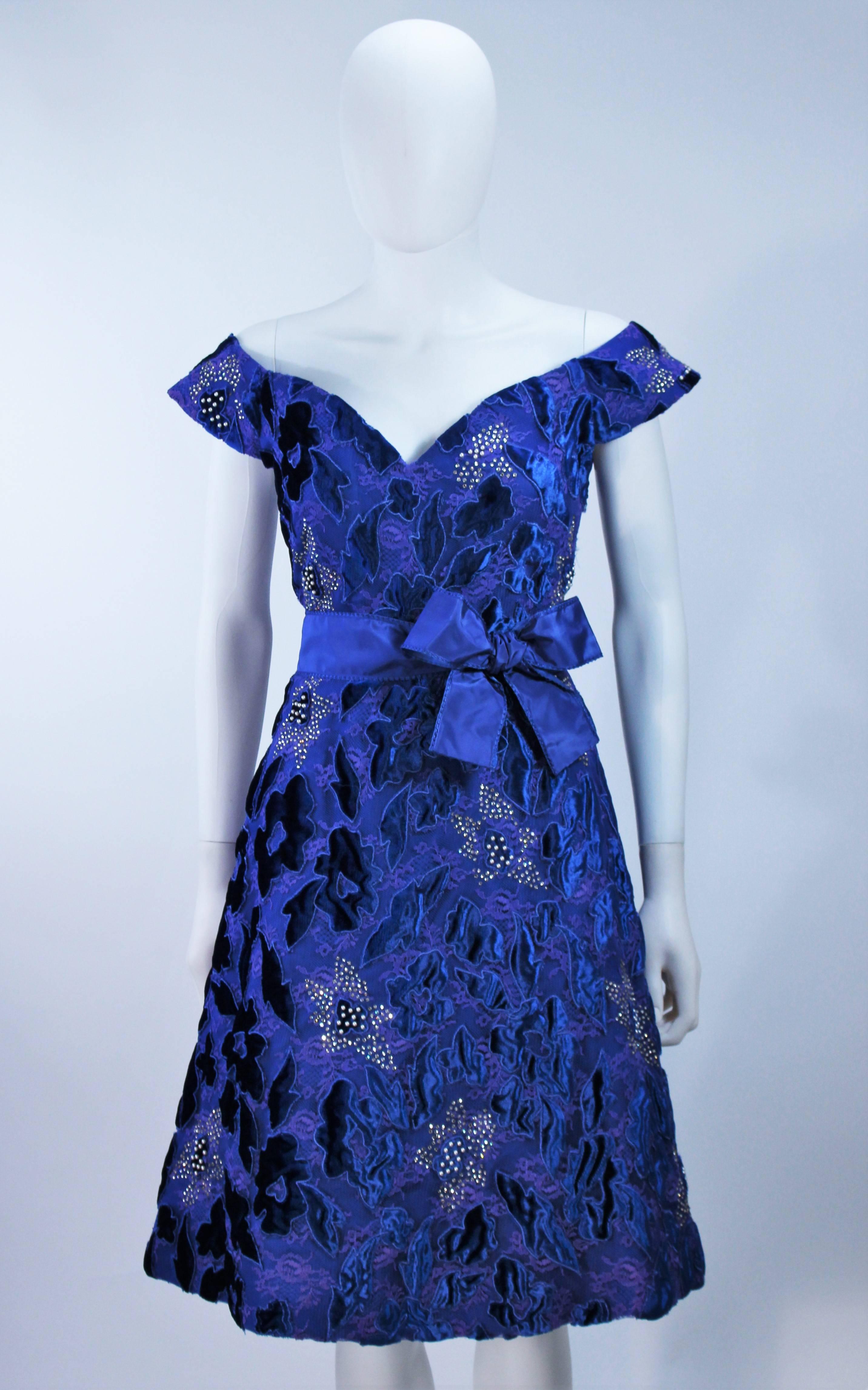 blue velvet dress with rhinestones