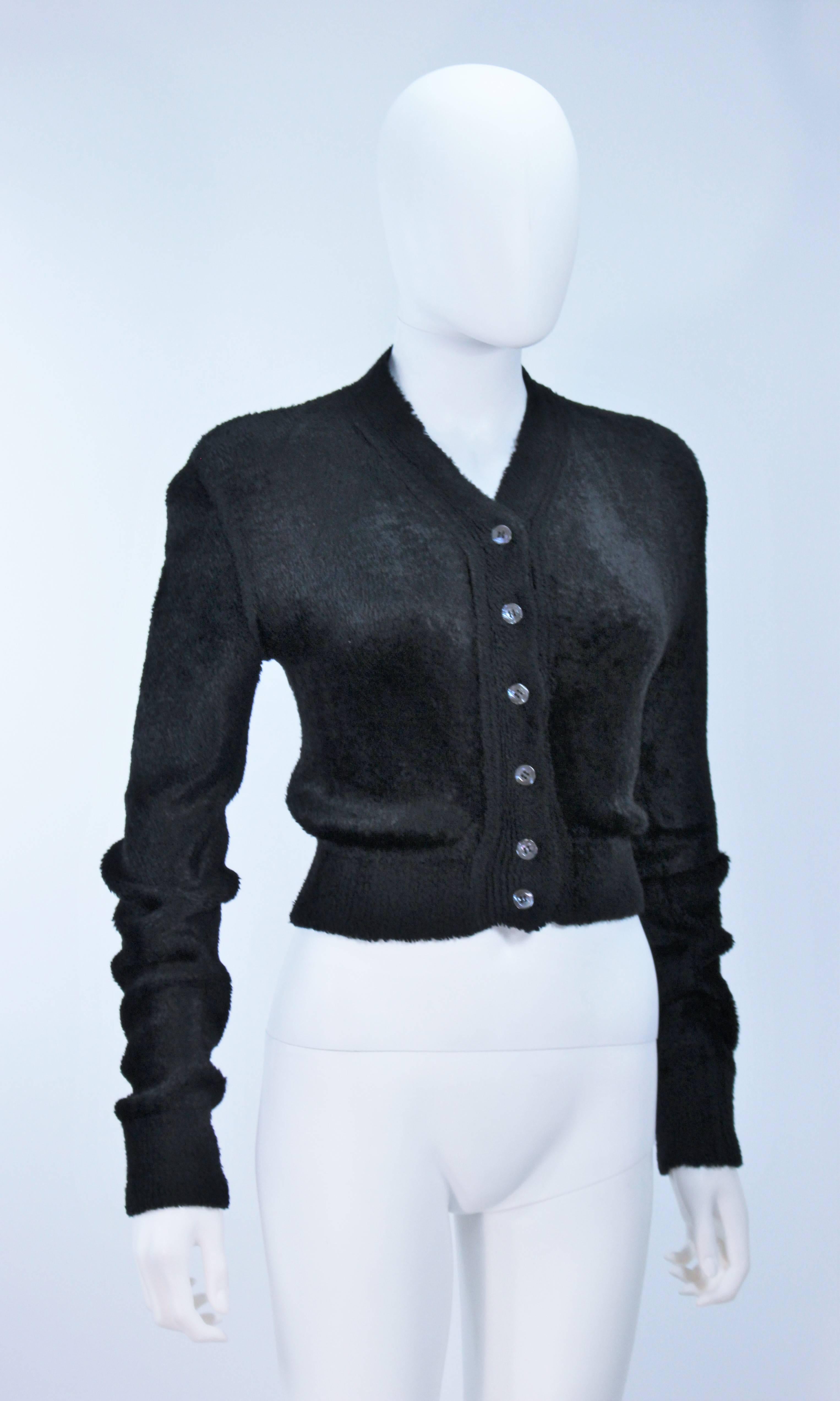 ALAIA Vintage Black Soft Fuzzy Stretch Sweater Size S In Excellent Condition In Los Angeles, CA