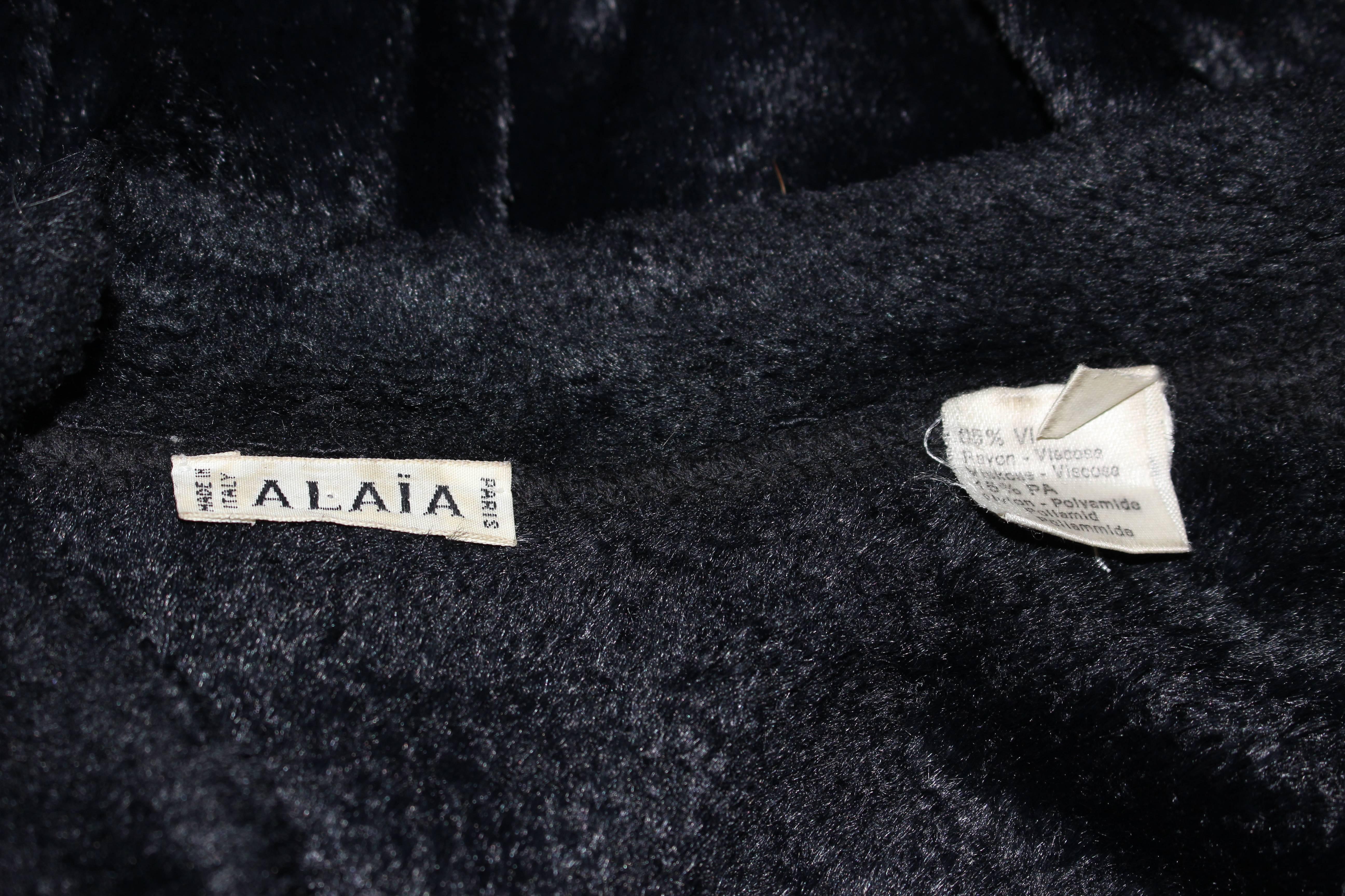 ALAIA Vintage Black Soft Fuzzy Stretch Sweater Size S 4
