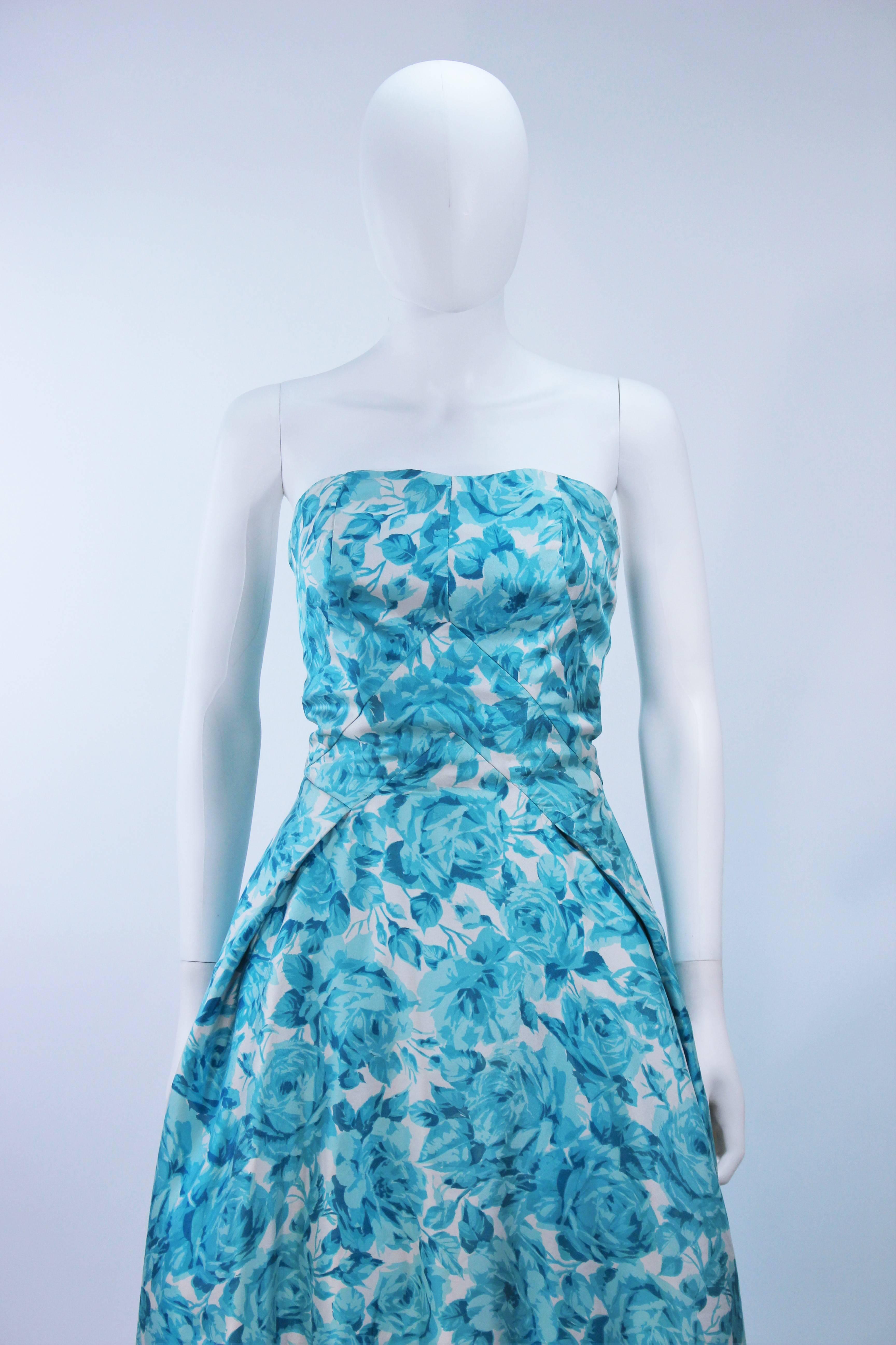aqua floral applique gown