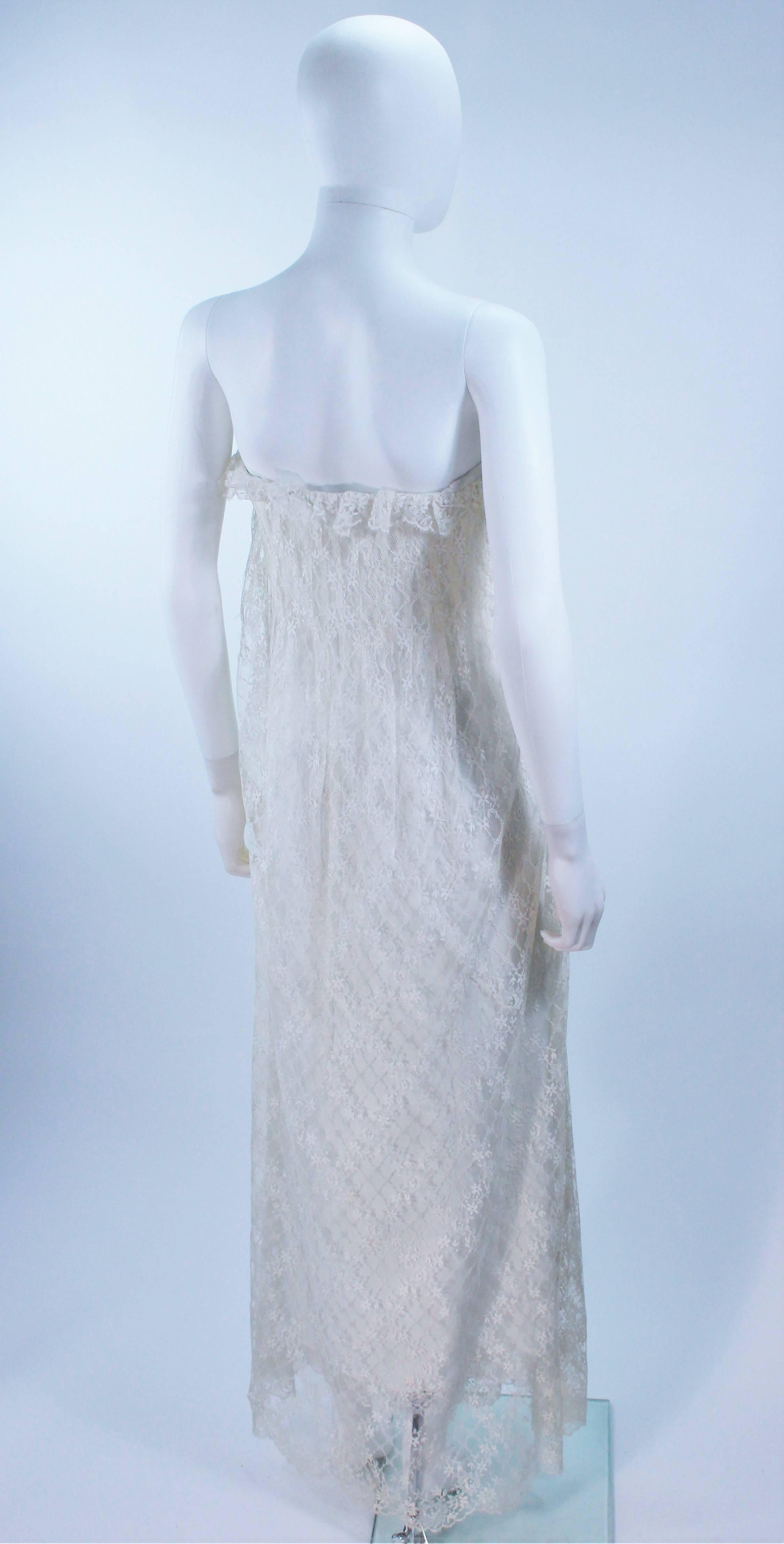 BILL BLASS White Lace Strapless Dress Size 6 1