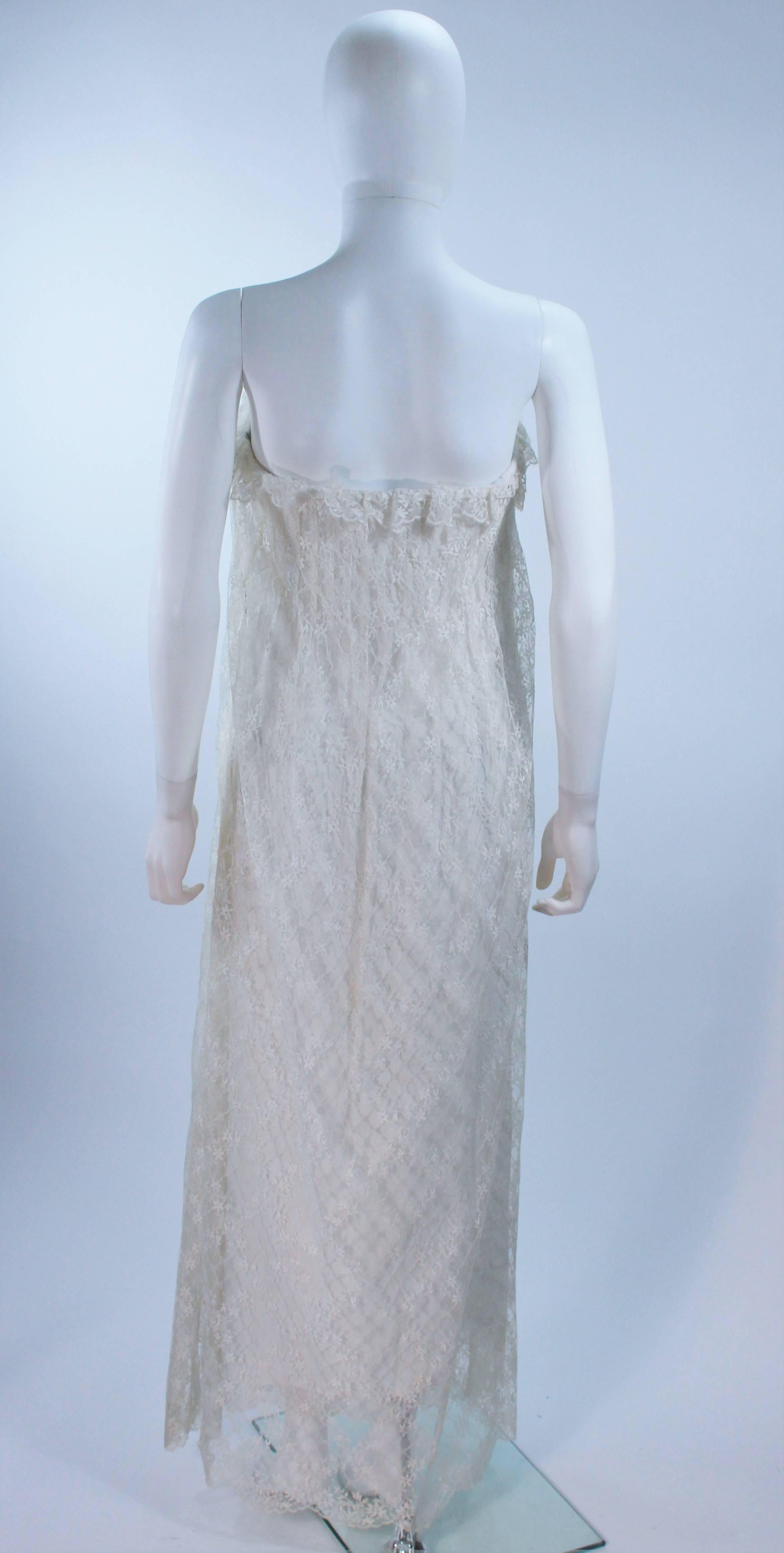 BILL BLASS White Lace Strapless Dress Size 6 2