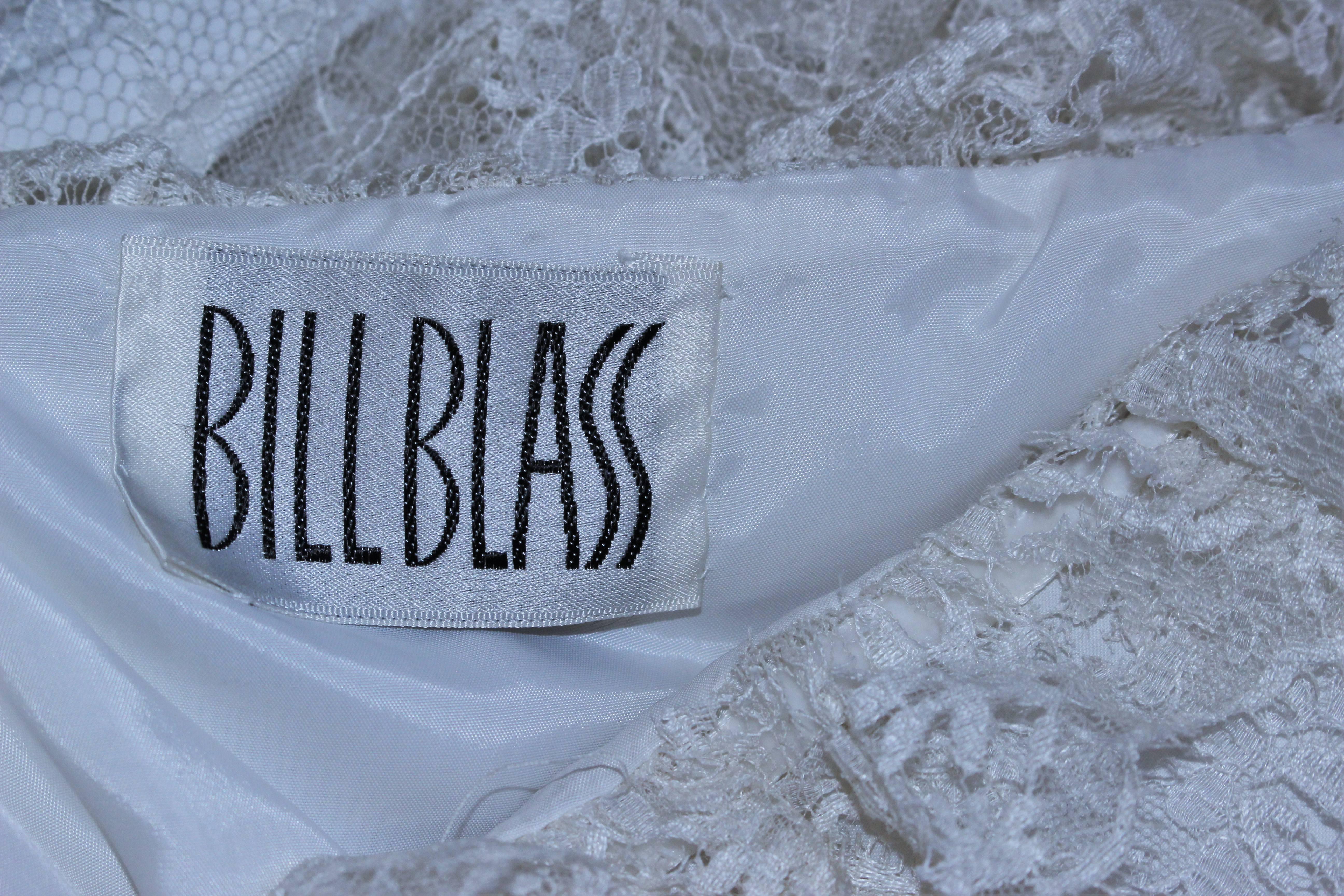 BILL BLASS White Lace Strapless Dress Size 6 5