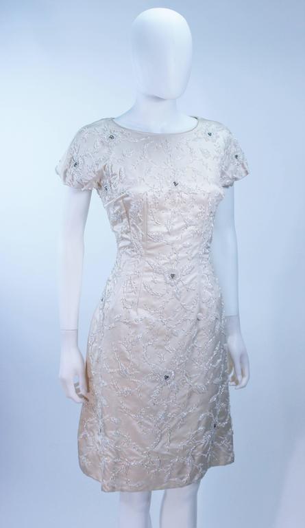 1960's Ivory Beaded Cocktail Dress Size 8-10 For Sale at 1stDibs