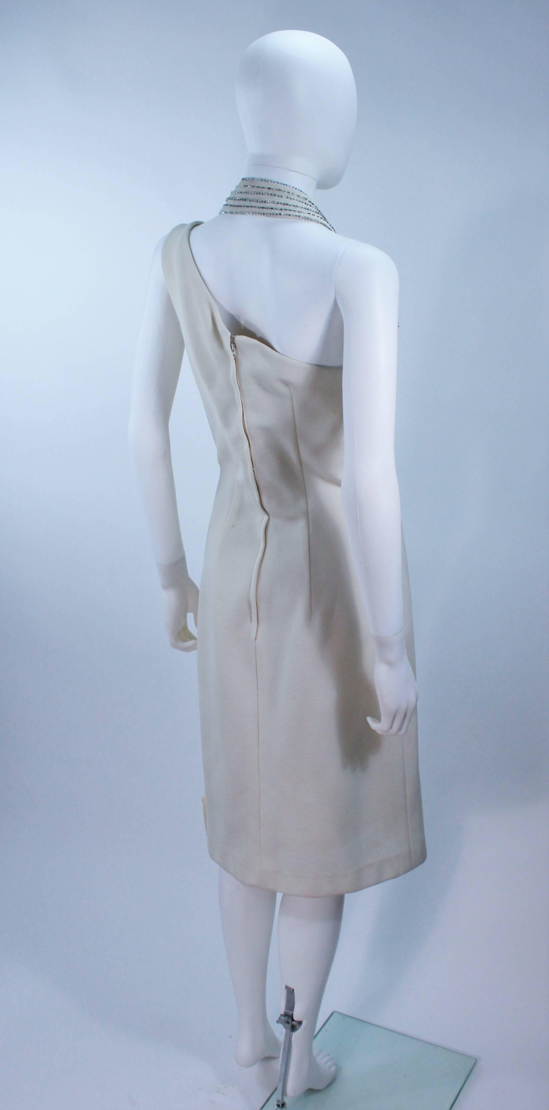 SYDNEY NORTH White Rhinestone Embellished Asymmetrical Cocktail Dress Size 6-8  For Sale 1