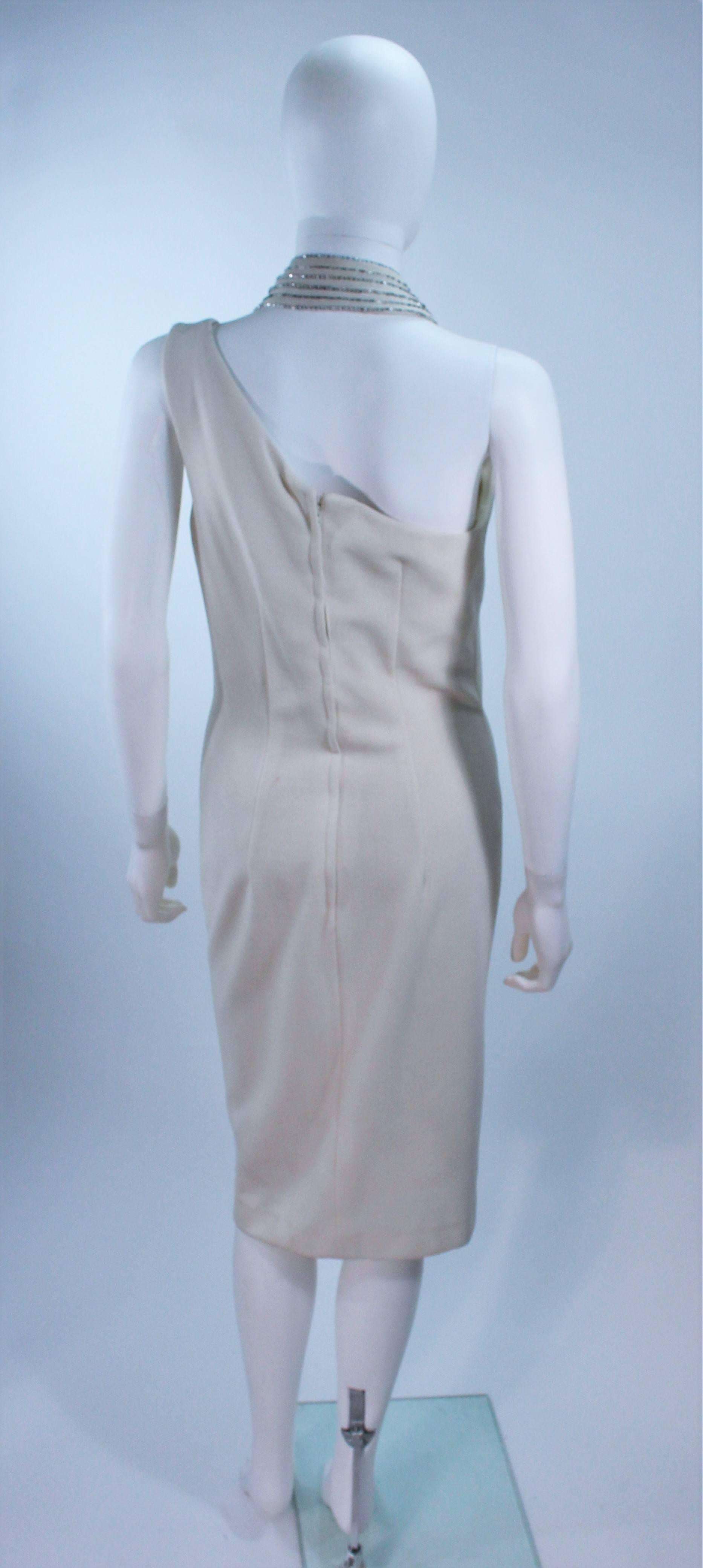 SYDNEY NORTH White Rhinestone Embellished Asymmetrical Cocktail Dress Size 6-8  For Sale 2