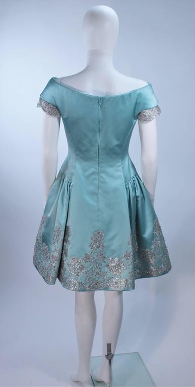 vera wang blue dress VERA WANG 'Made to Order' Silk Blue Cocktail Dress with Lace Trim Size 6-8  For Sale at 1stDibs