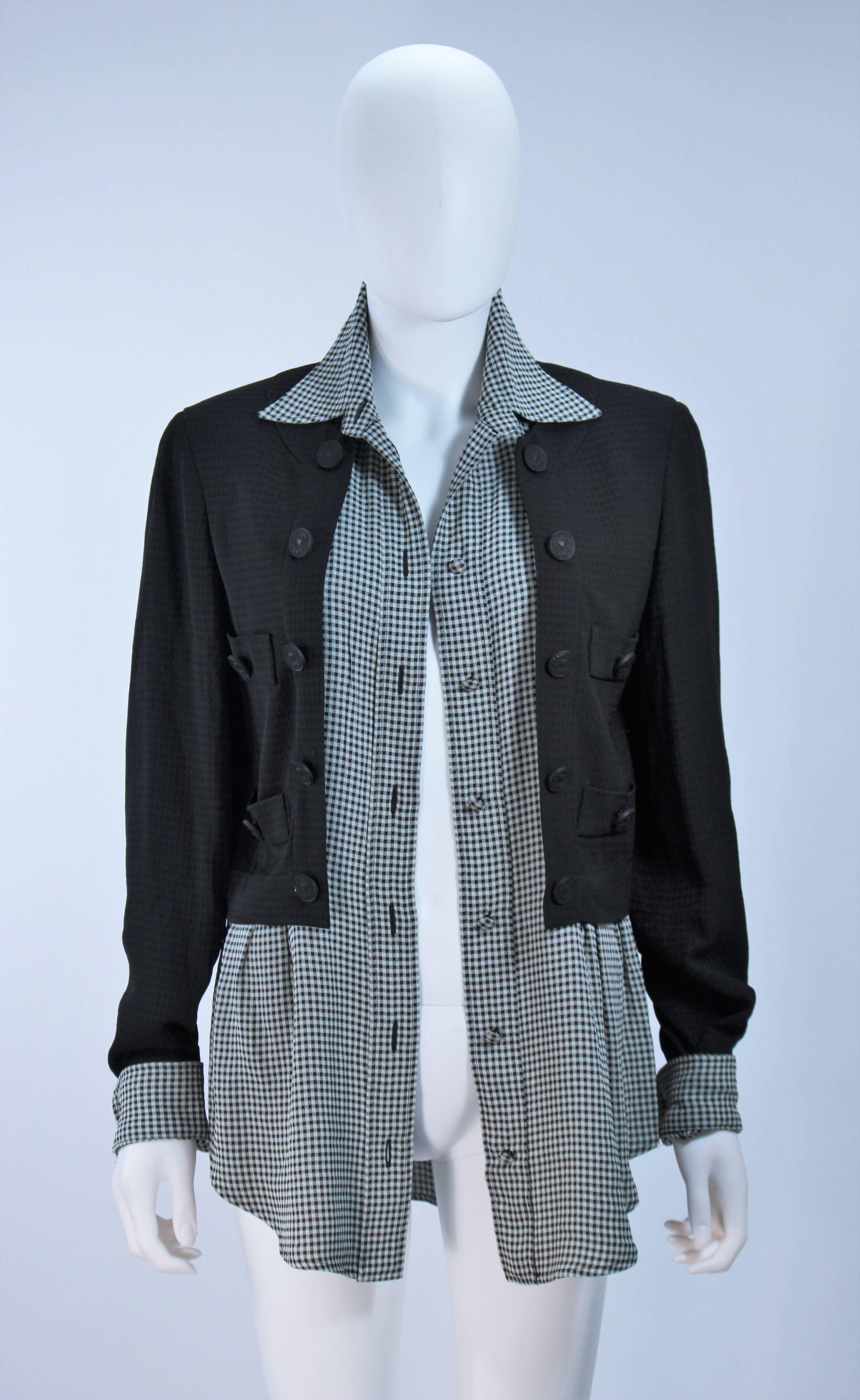 Black MOSCHINO Cheap & Chic Plaid Double Layer Jacket with Plaid Shirt Size 10  For Sale