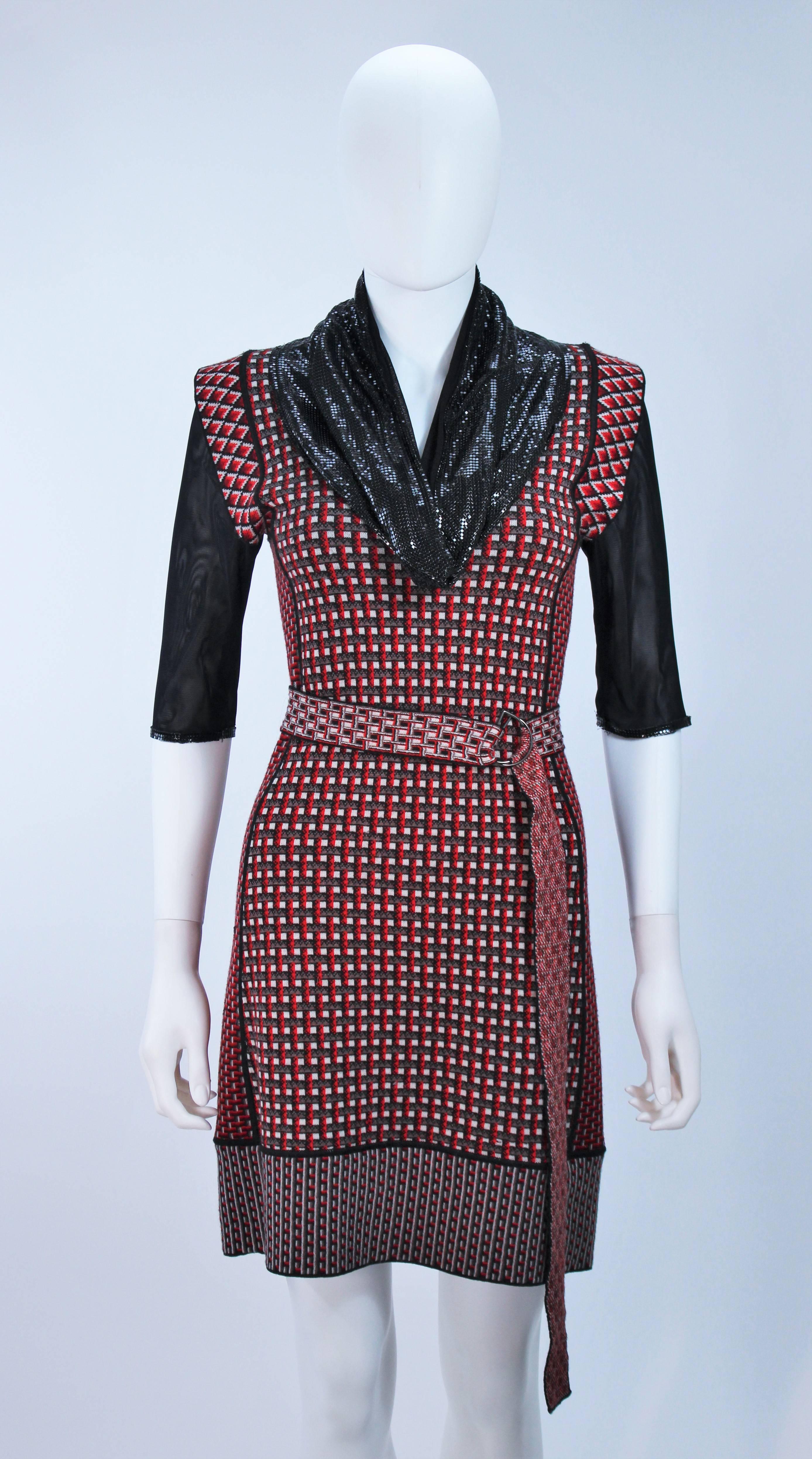 Noir Jean-Paul Gaultier - Robe en laine extensible avec col en maille drapé, taille XS en vente