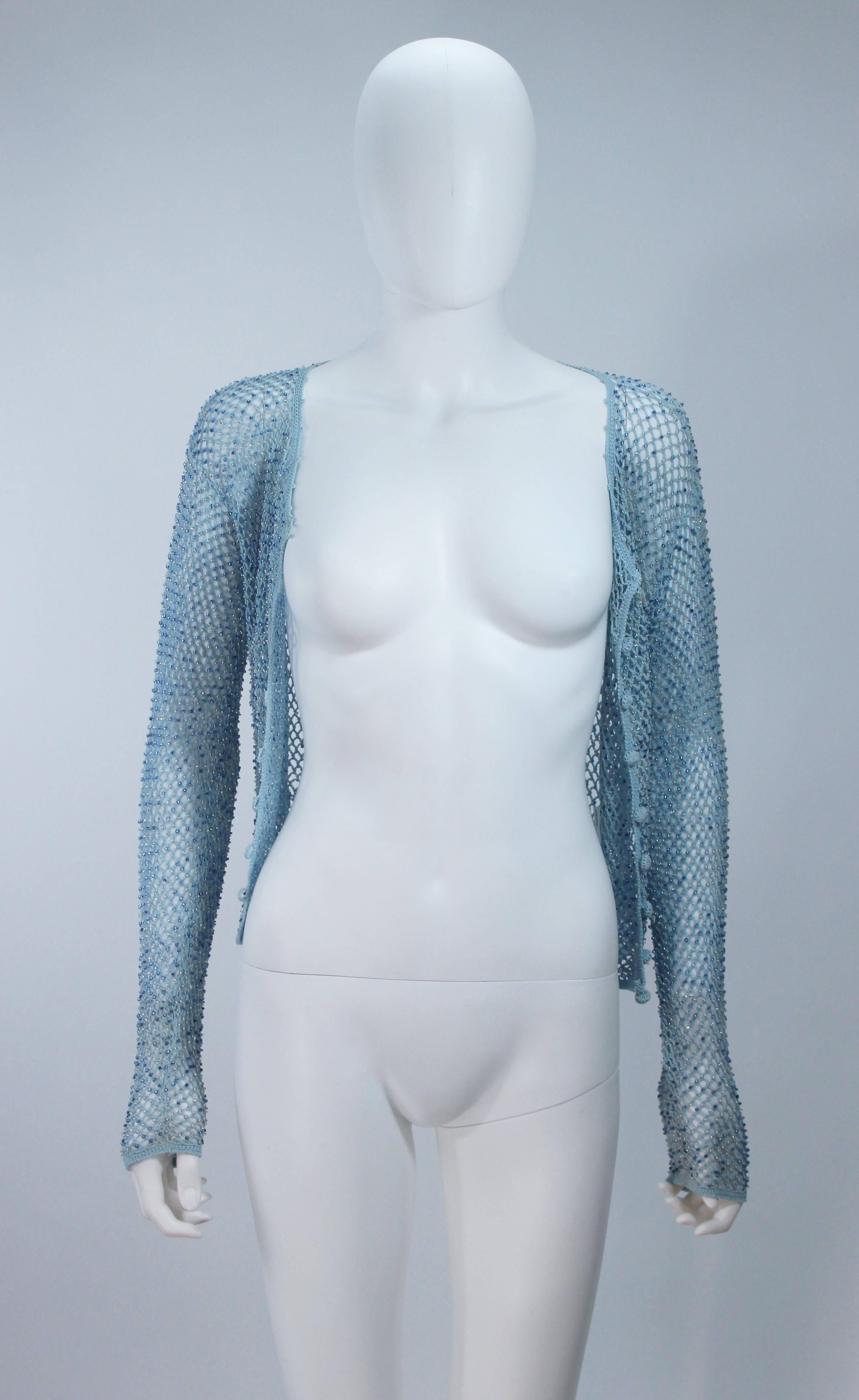 MOSCHINO Sky Blue Beaded Knit Sweater Size 42  For Sale 2