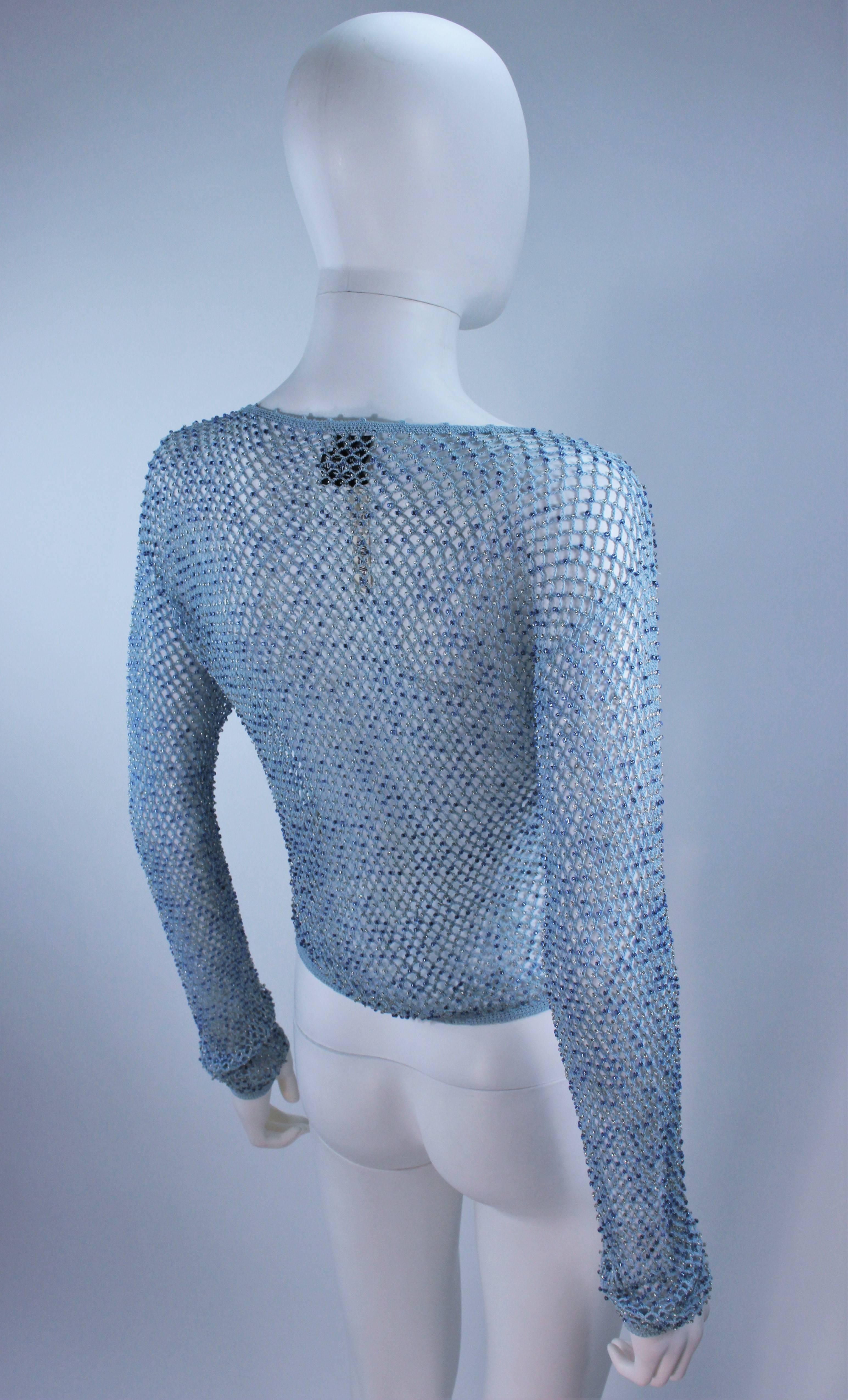 Women's MOSCHINO Sky Blue Beaded Knit Sweater Size 42  For Sale