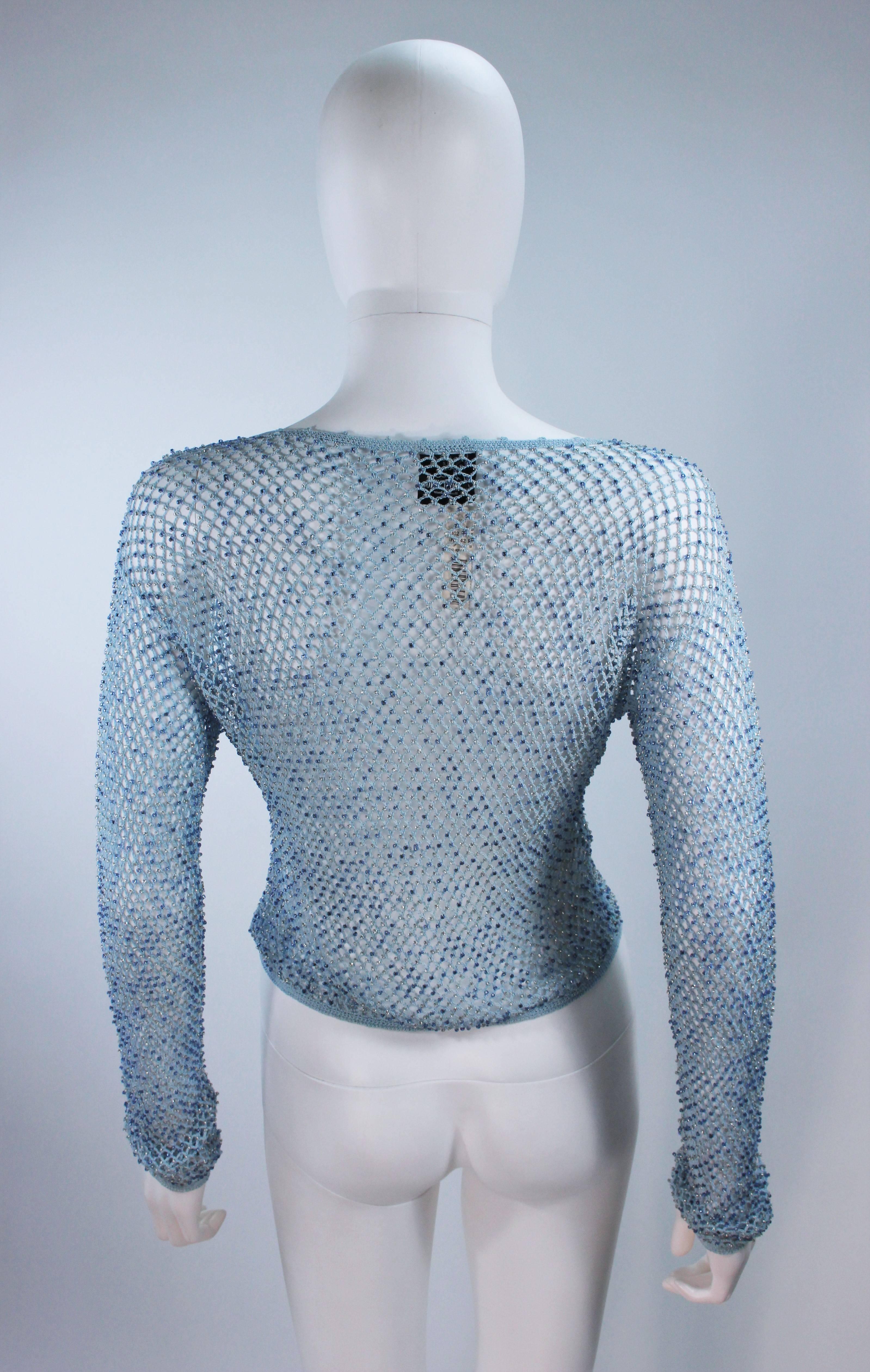 MOSCHINO Sky Blue Beaded Knit Sweater Size 42  For Sale 1