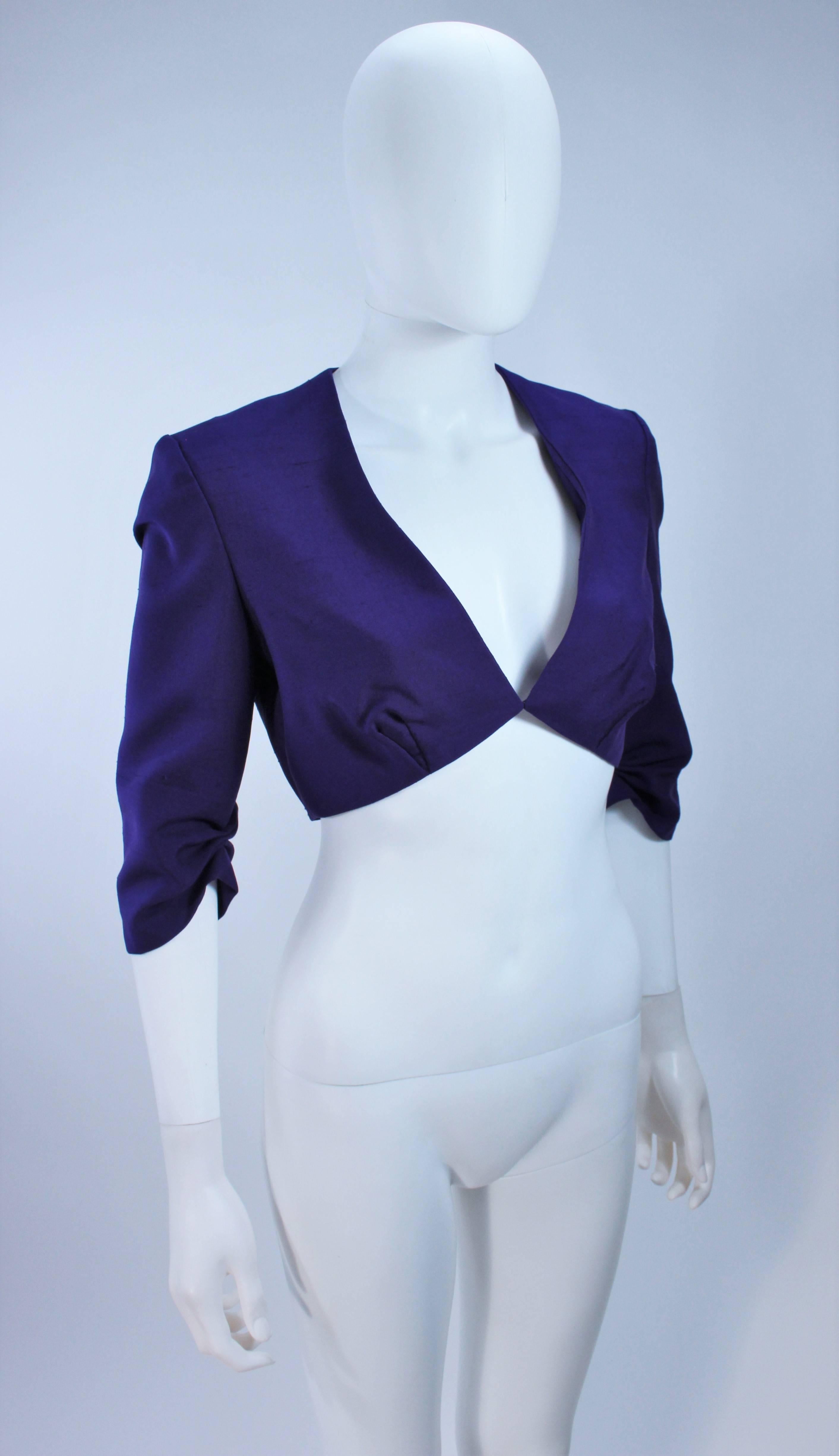 ELIZABETH MASON COUTURE Purple Silk Bolero 'Made to Order' In Excellent Condition For Sale In Los Angeles, CA