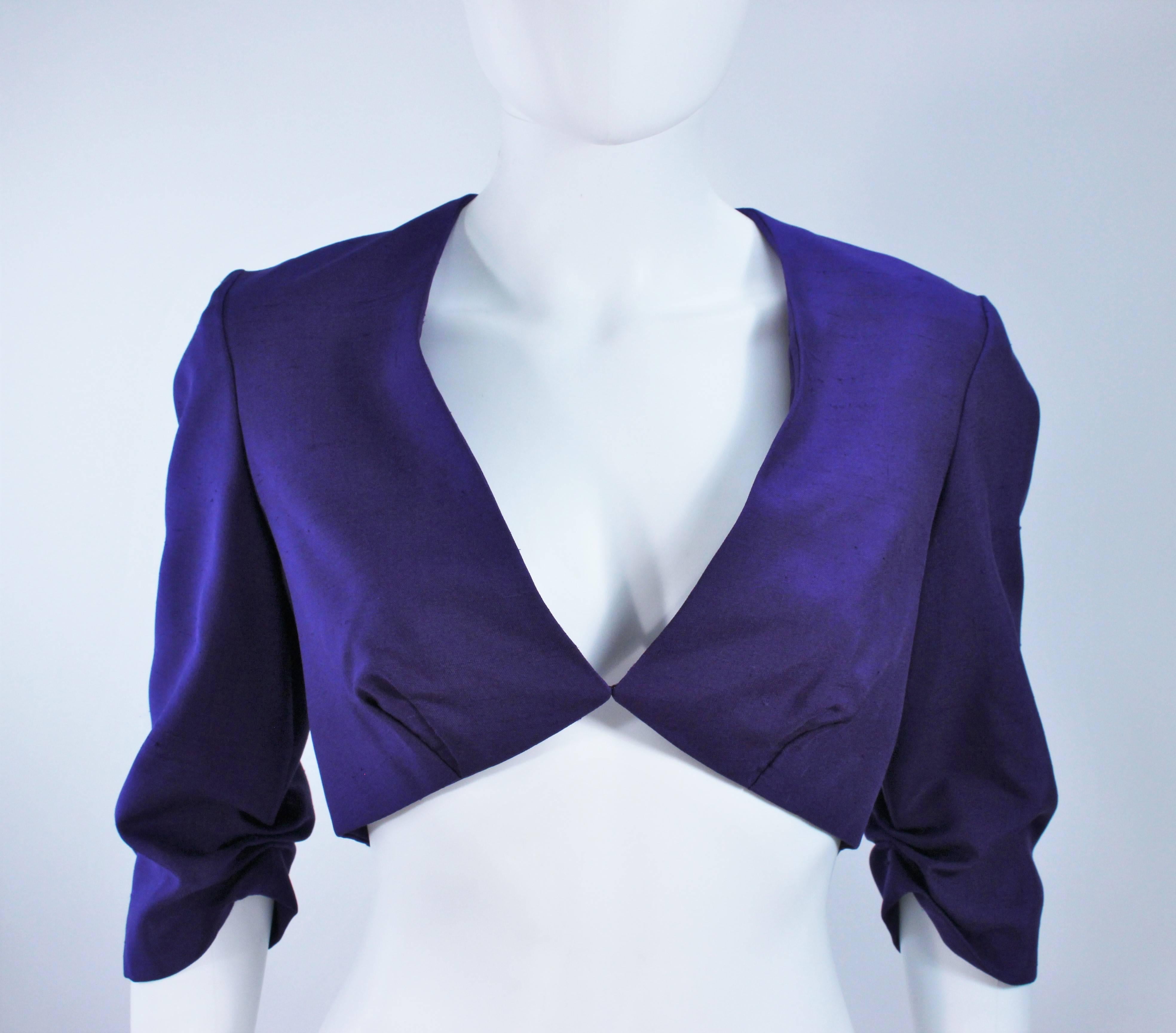 Black ELIZABETH MASON COUTURE Purple Silk Bolero 'Made to Order' For Sale