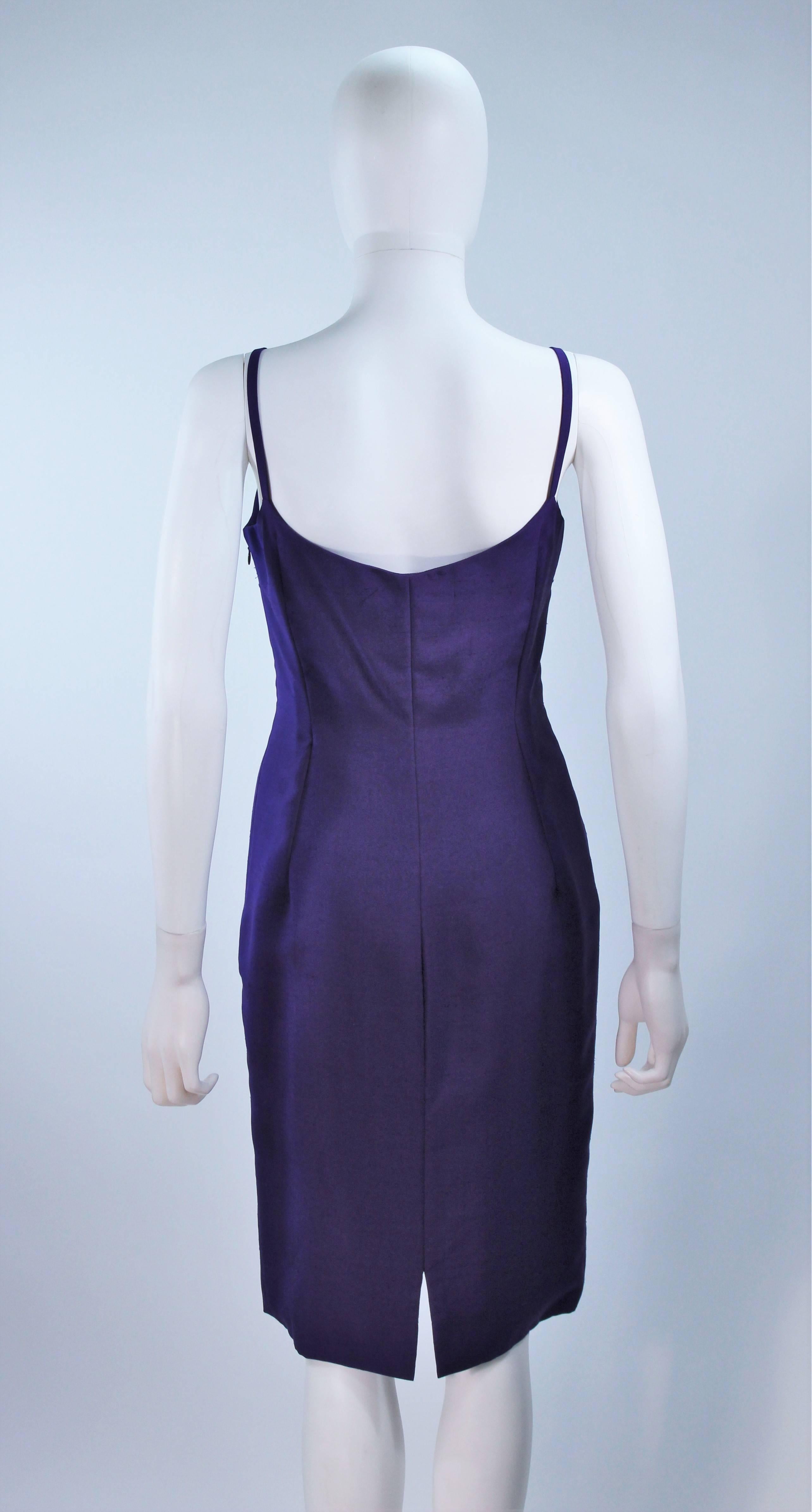 ELIZABETH MASON COUTURE Purple Silk Spaghetti Strap Cocktail Dress Made to Order For Sale 2