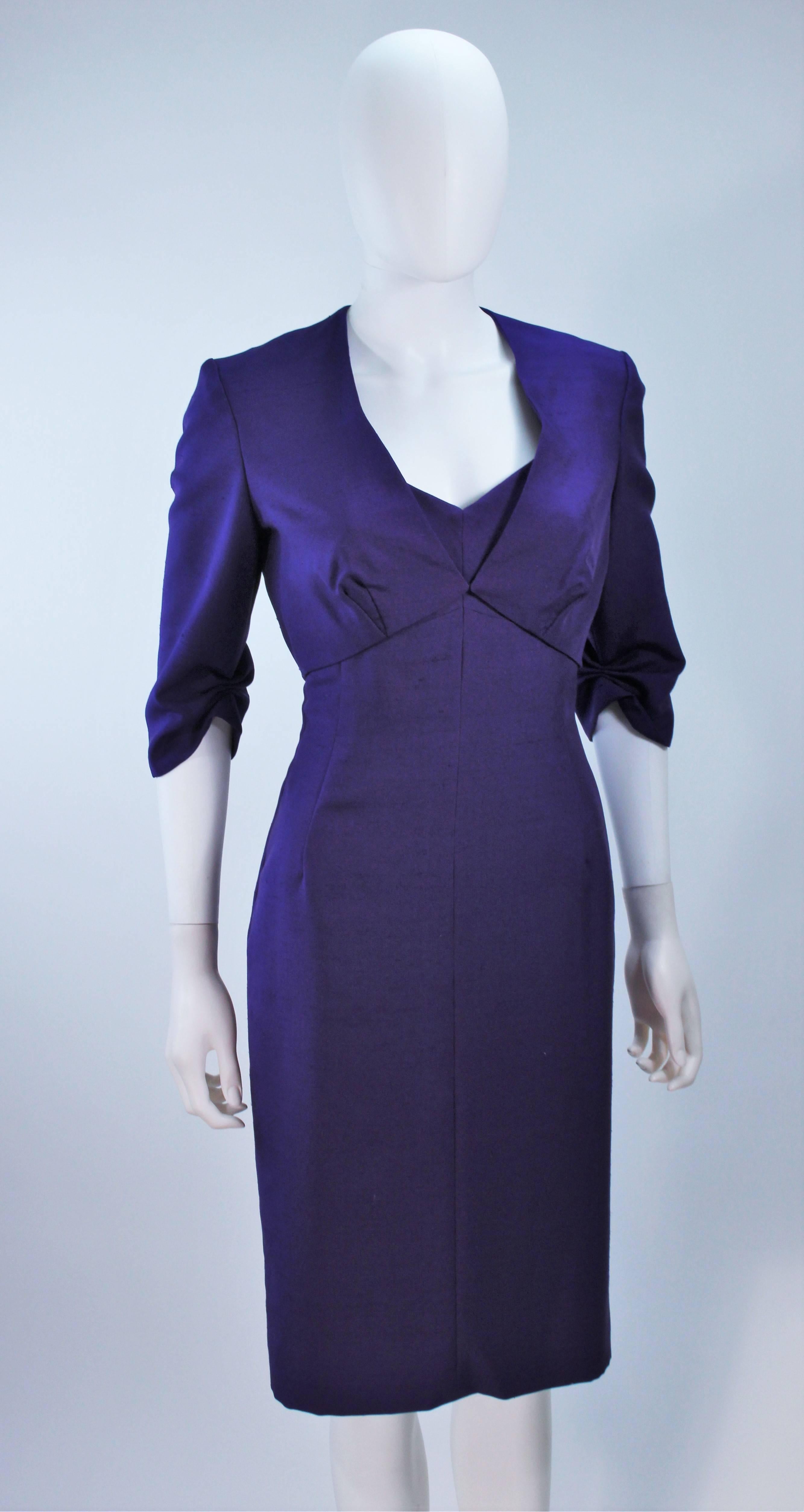 ELIZABETH MASON COUTURE Purple Silk Spaghetti Strap Cocktail Dress Made to Order In Excellent Condition For Sale In Los Angeles, CA