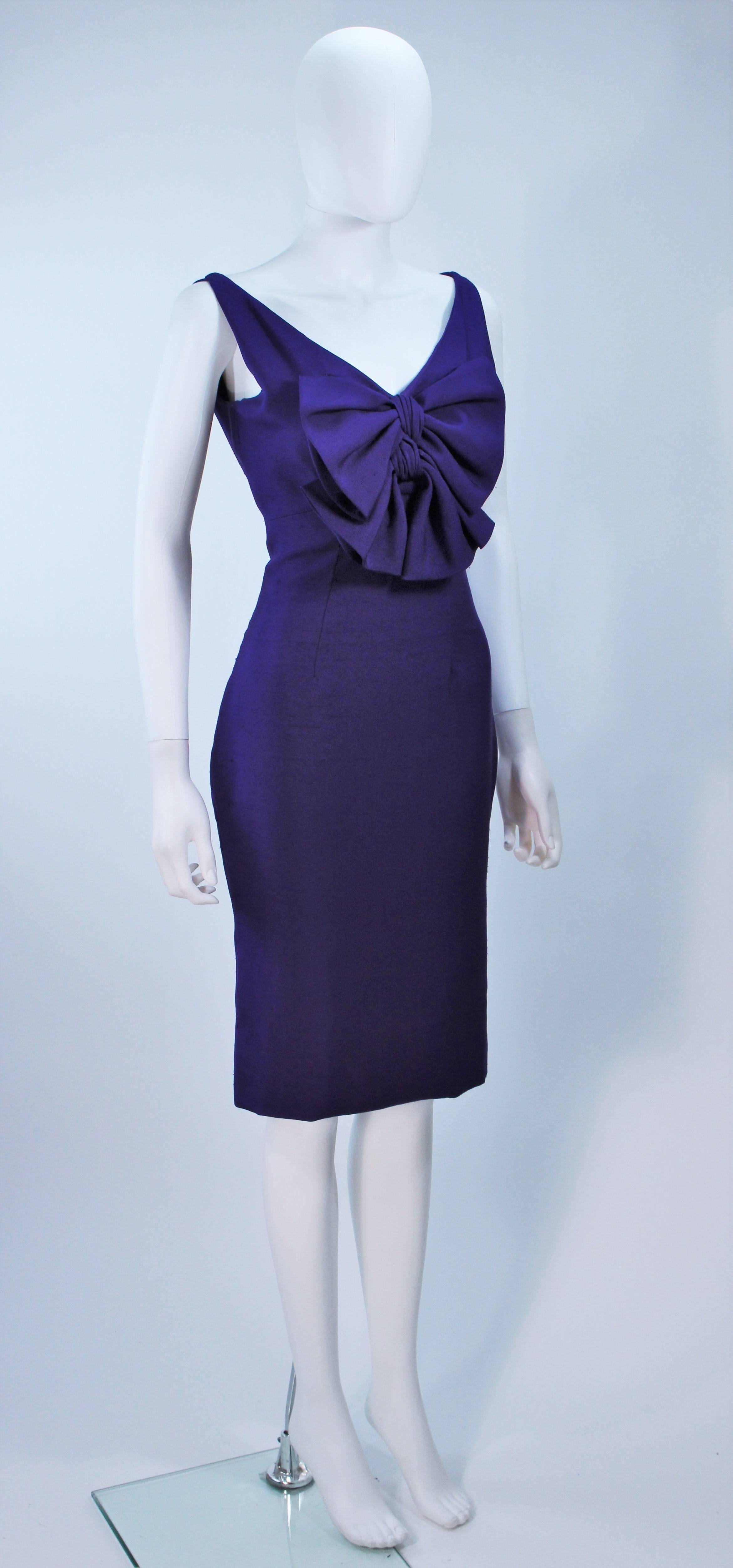 Women's ELIZABETH MASON COUTURE Purple Silk Cocktail Dress with Bow Made to Order For Sale