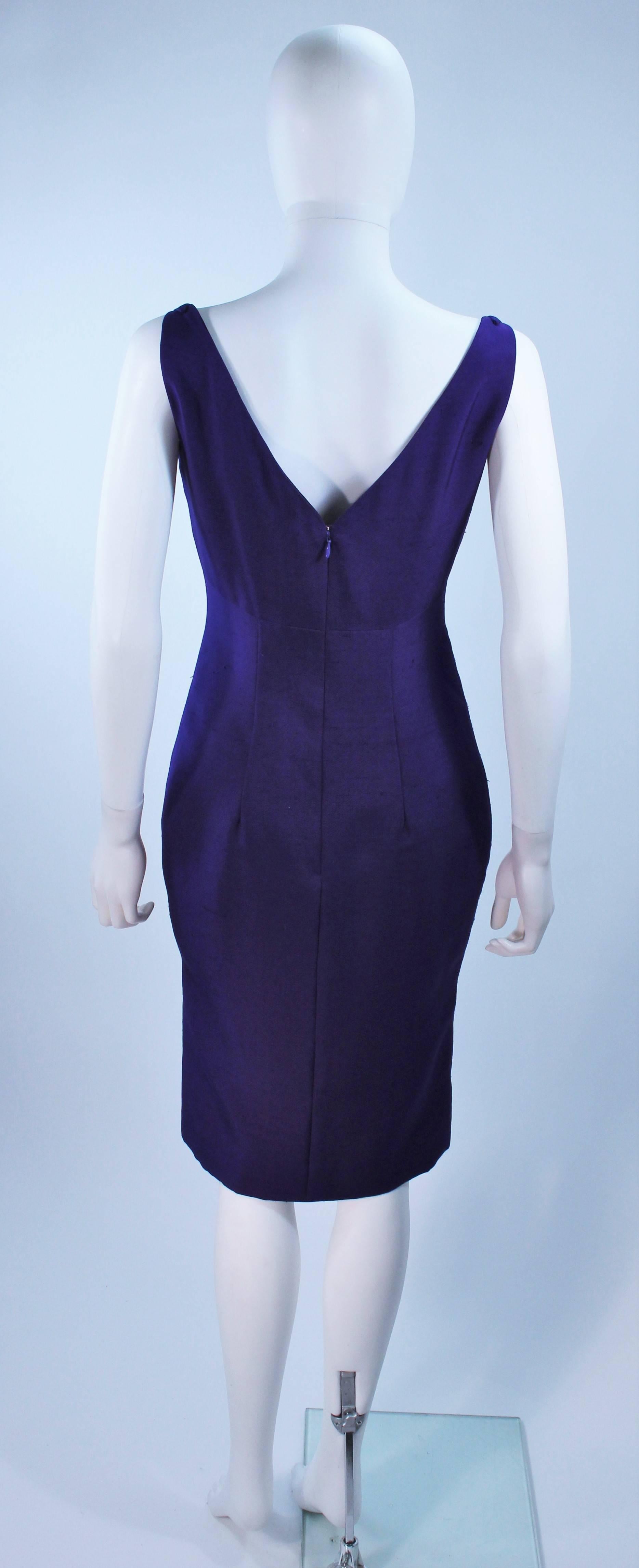 ELIZABETH MASON COUTURE Purple Silk Cocktail Dress with Bow Made to Order For Sale 3