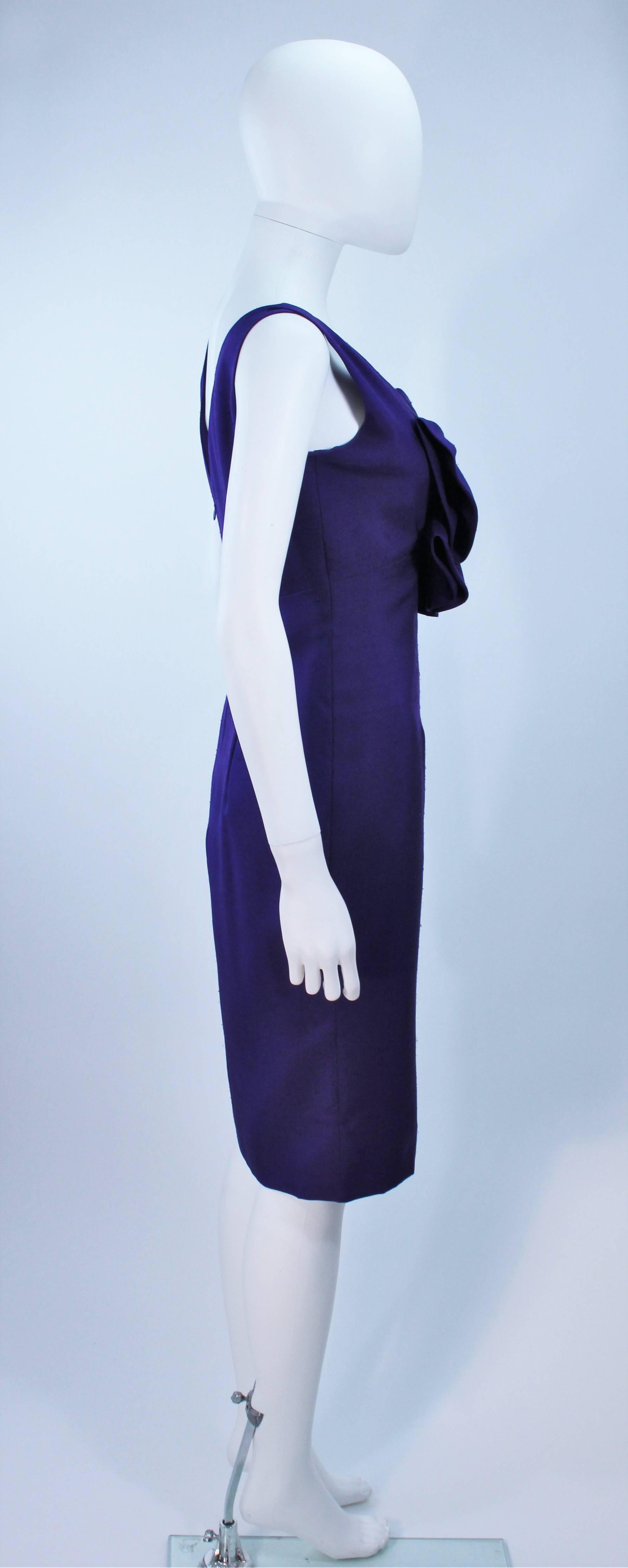 ELIZABETH MASON COUTURE Purple Silk Cocktail Dress with Bow Made to Order For Sale 2