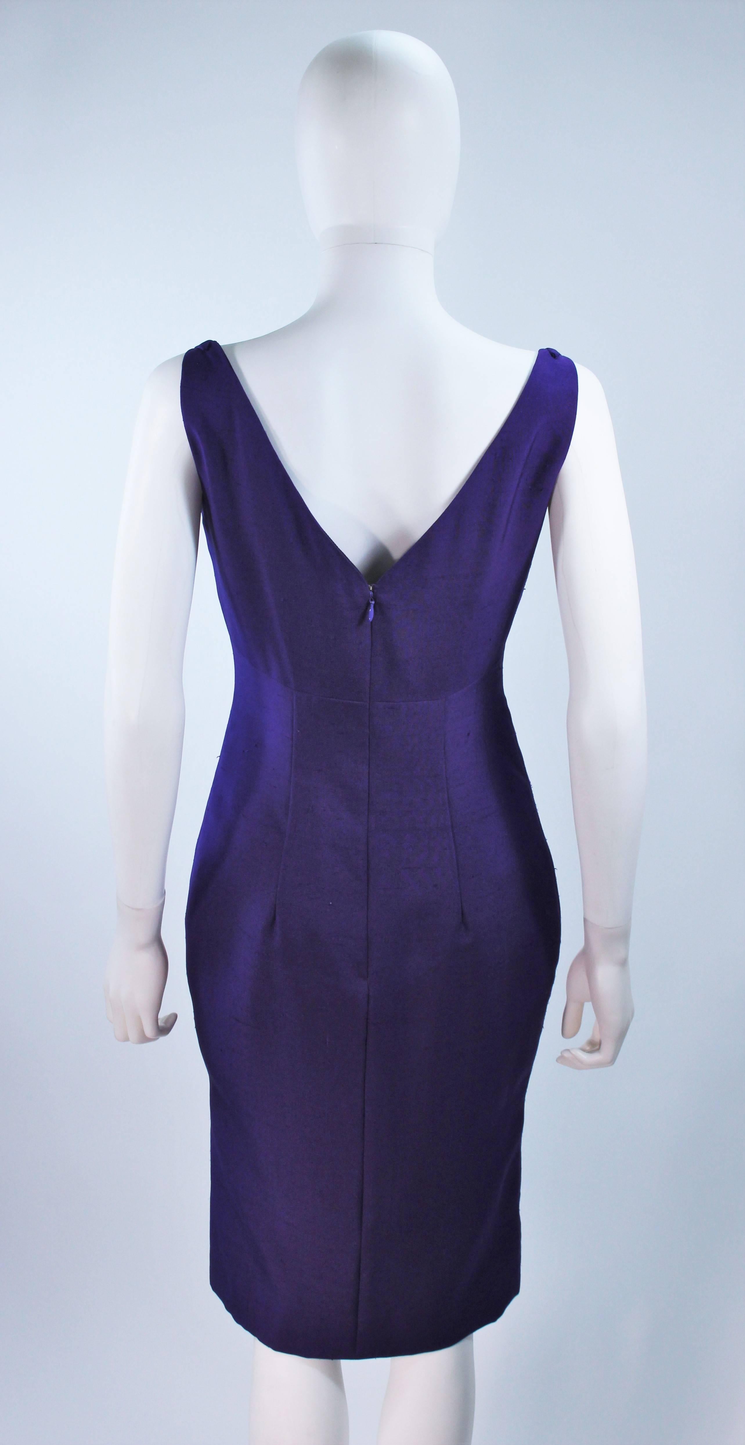 ELIZABETH MASON COUTURE Purple Silk Cocktail Dress with Bow Made to Order For Sale 4